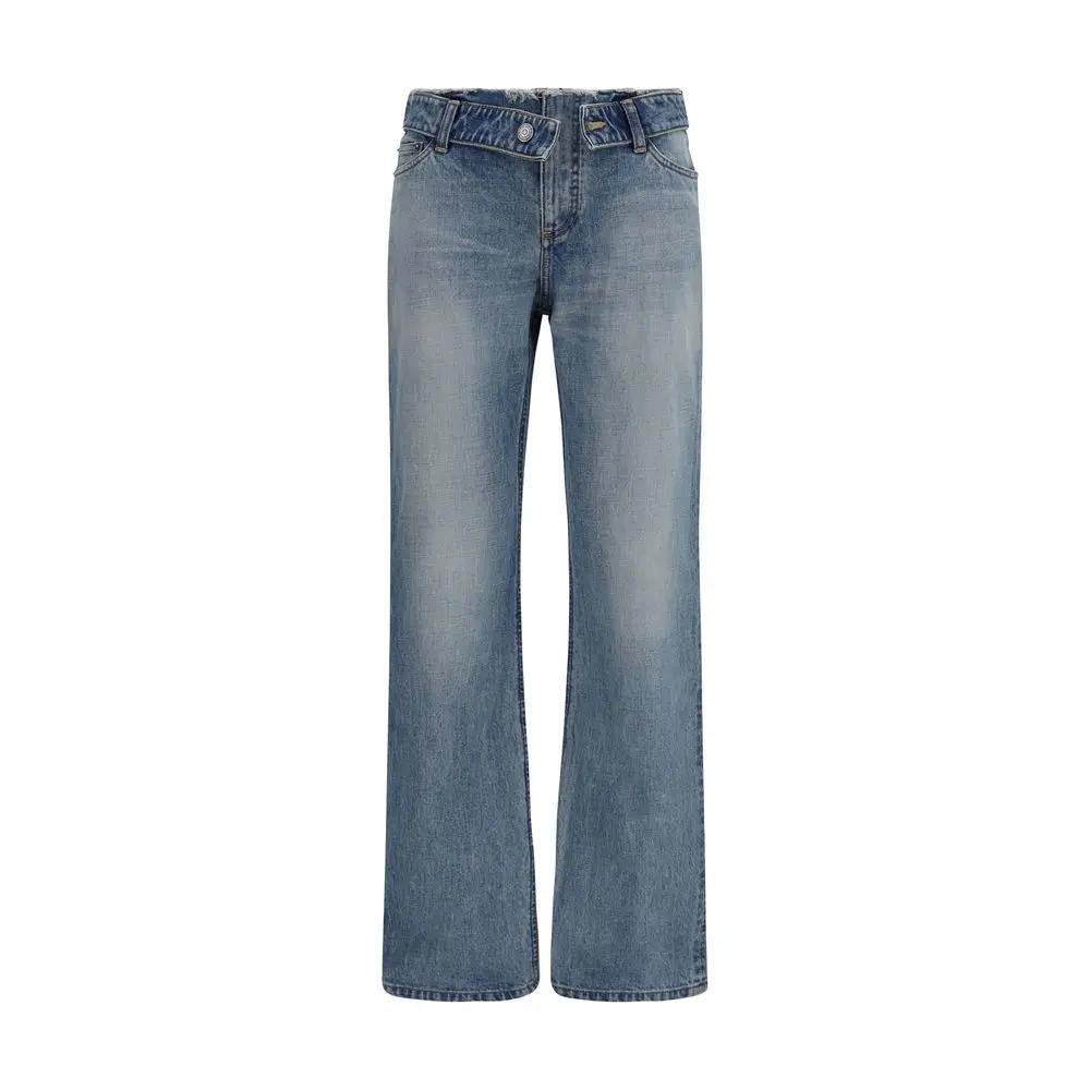 Alexander McQueen Blue Cotton Straight-Leg Jeans