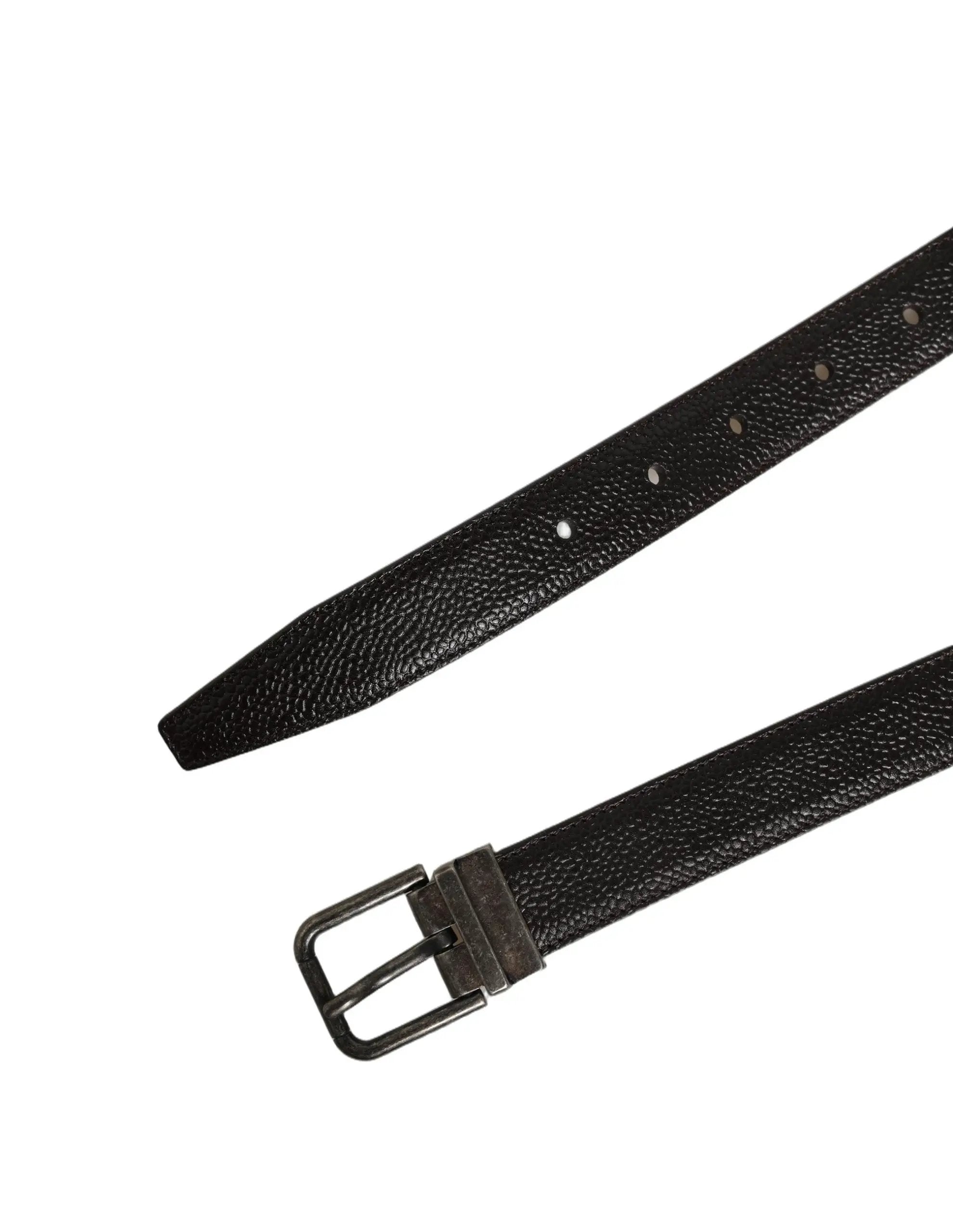 Ceinture Dolce & Gabbana en cuir de veau marron, style vintage, avec boucle argentée
