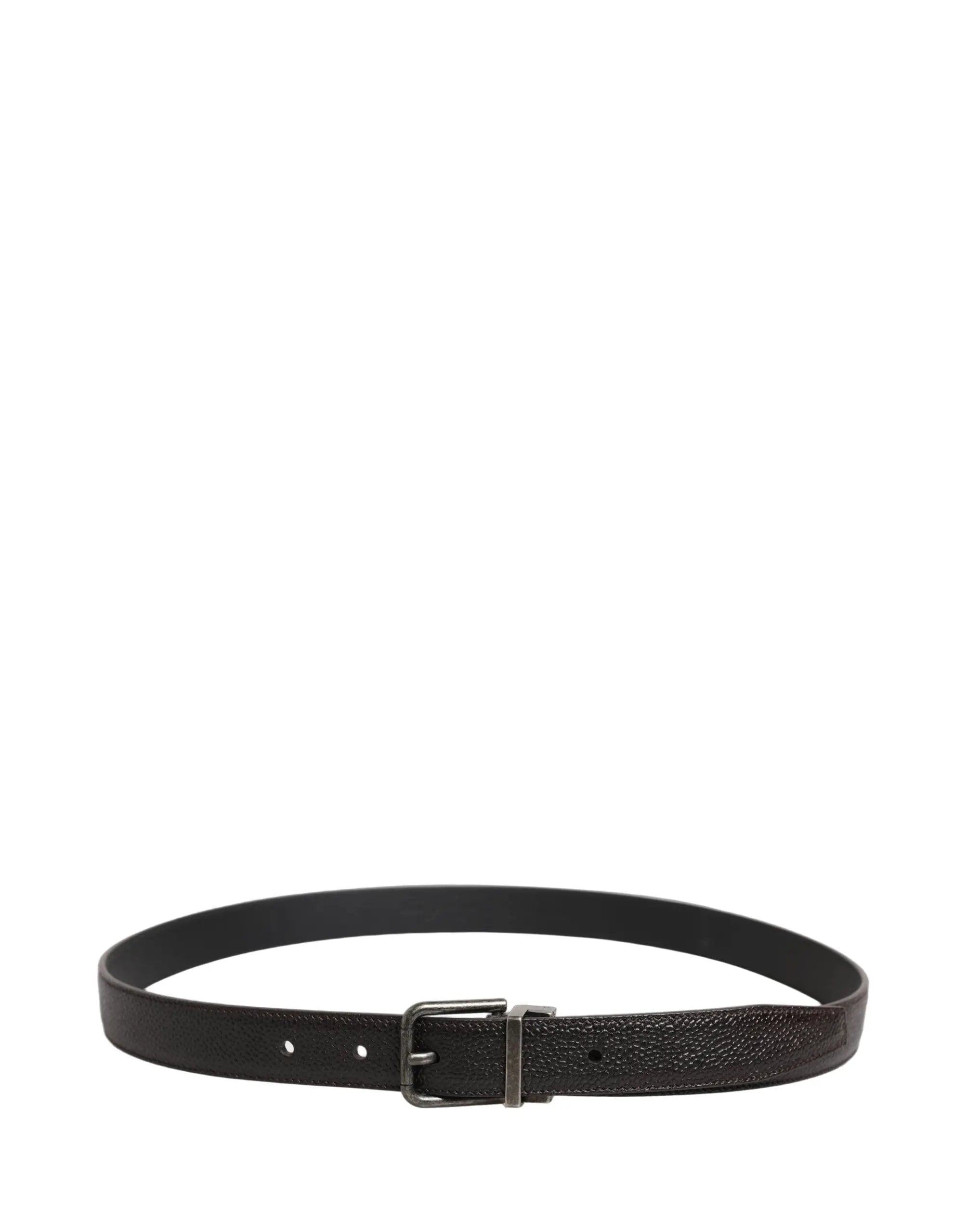 Ceinture Dolce & Gabbana en cuir de veau marron, style vintage, avec boucle argentée