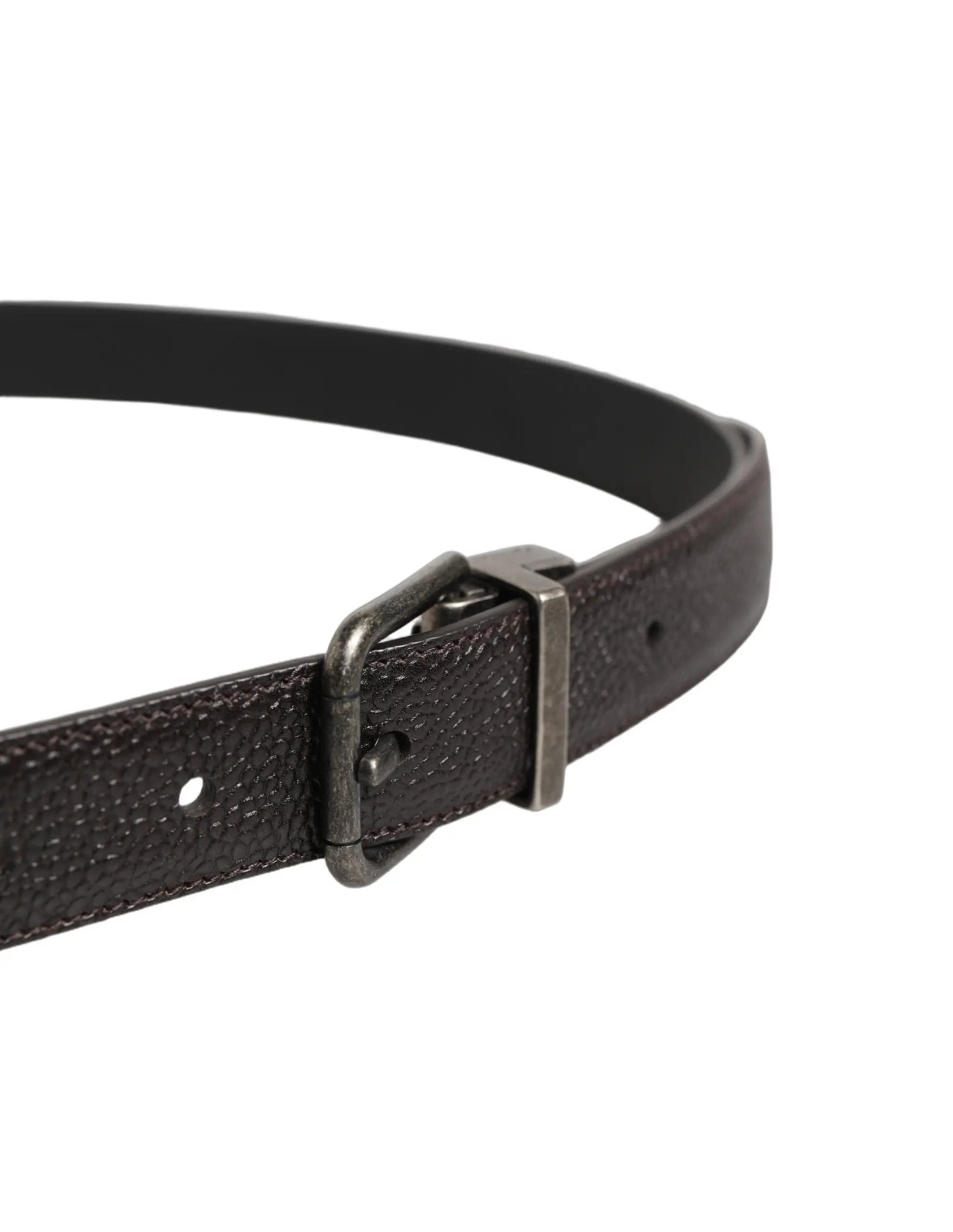 Ceinture Dolce & Gabbana en cuir de veau marron, style vintage, avec boucle argentée