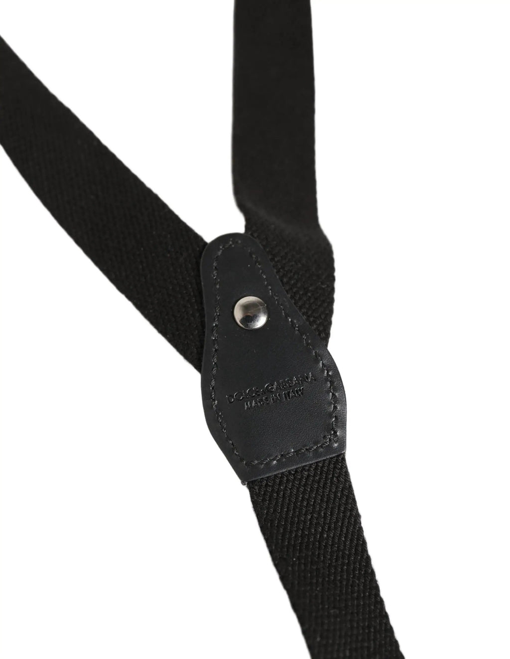 Dolce & Gabbana Black Cotton Leather Elastic Y-back Metal Clips Suspender