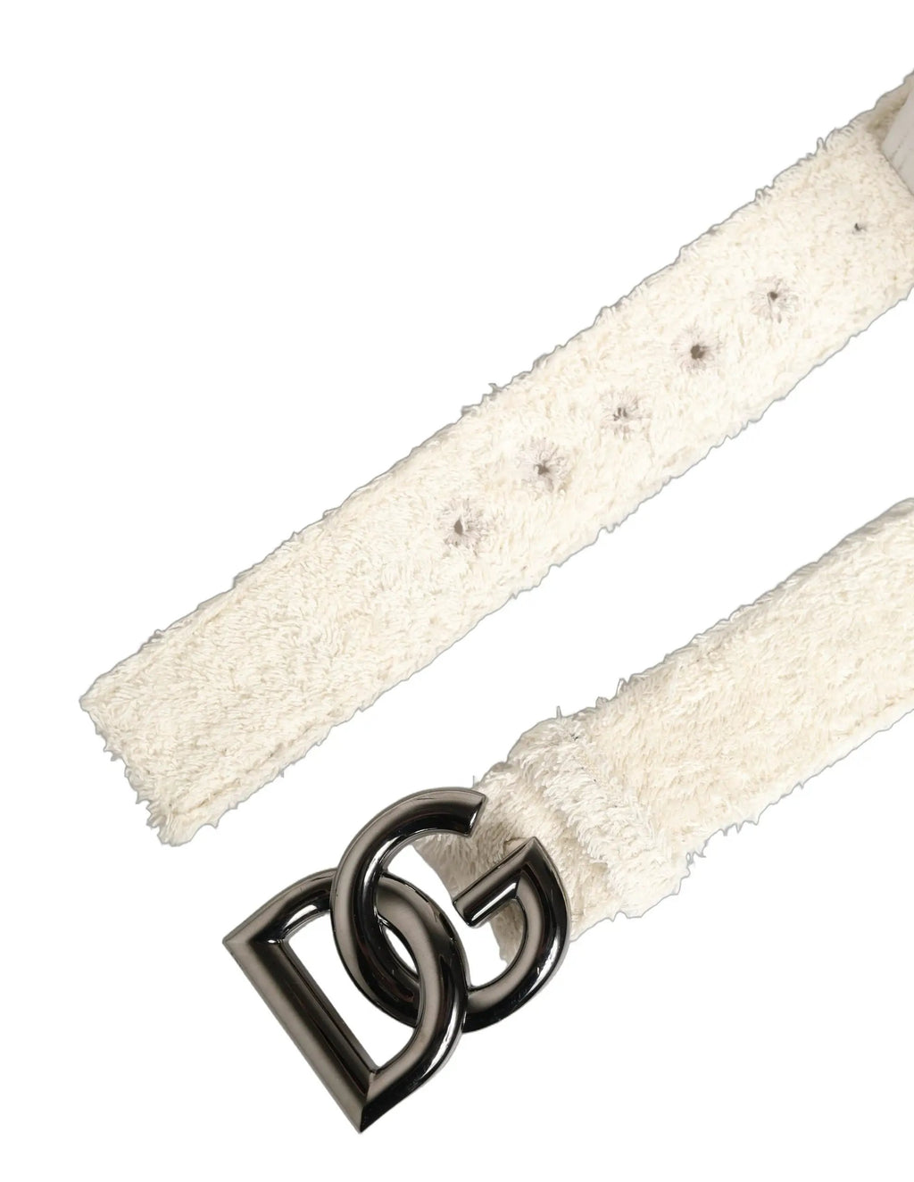 Ceinture Dolce & Gabbana en coton molletonné blanc avec boucle en métal logo DG