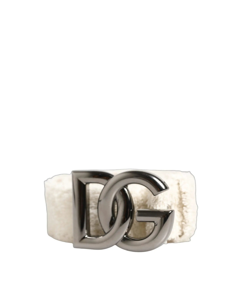 Ceinture Dolce & Gabbana en coton molletonné blanc avec boucle en métal logo DG