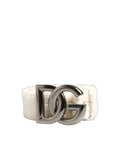 Ceinture Dolce & Gabbana en coton molletonné blanc avec boucle en métal logo DG