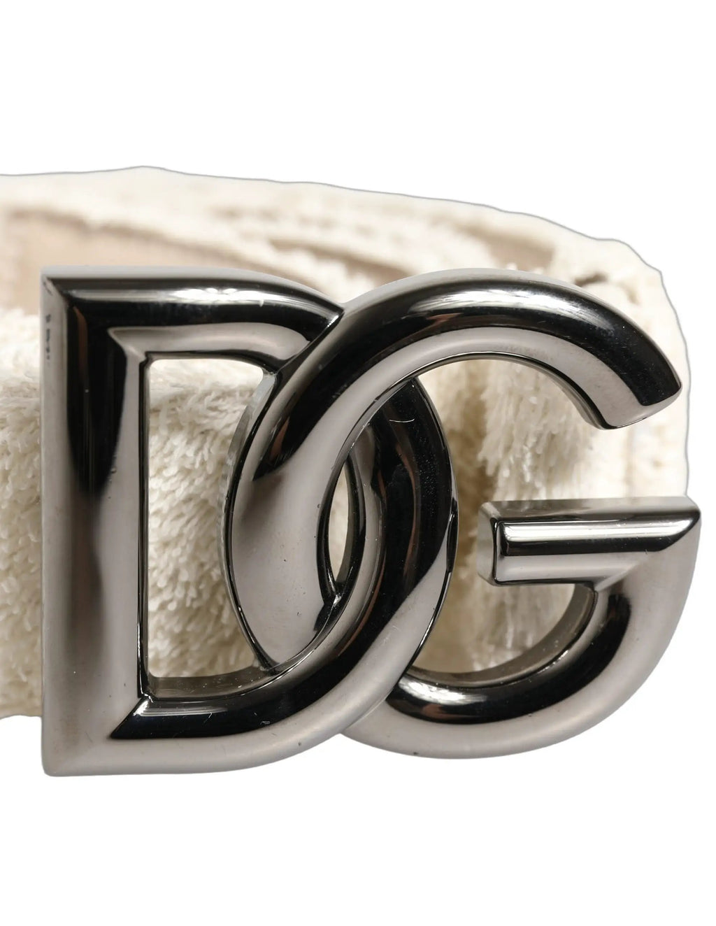 Ceinture Dolce & Gabbana en coton molletonné blanc avec boucle en métal logo DG