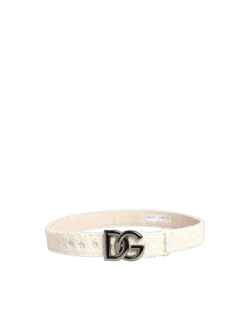 Ceinture Dolce & Gabbana en coton molletonné blanc avec boucle en métal logo DG