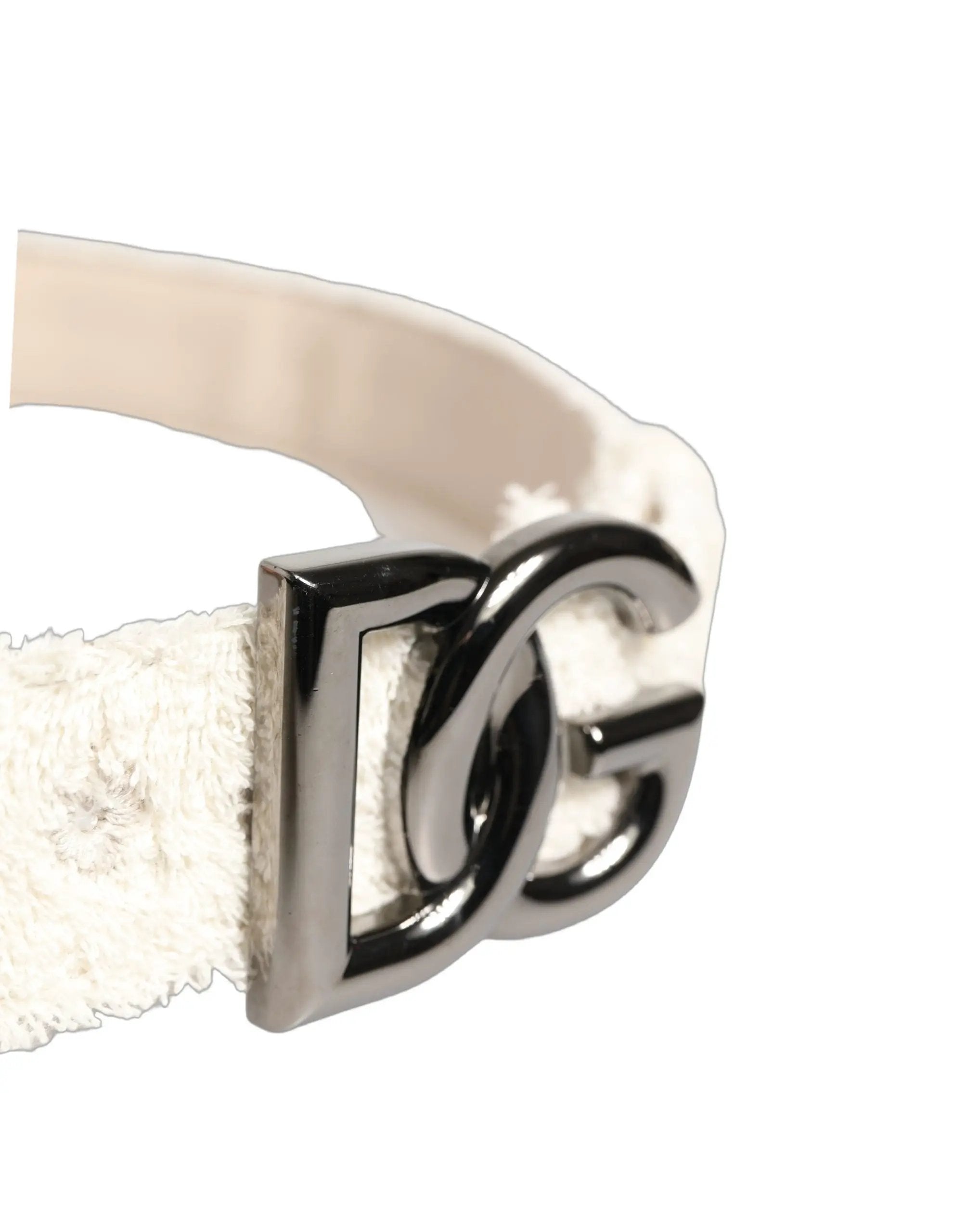 Ceinture Dolce & Gabbana en coton molletonné blanc avec boucle en métal logo DG