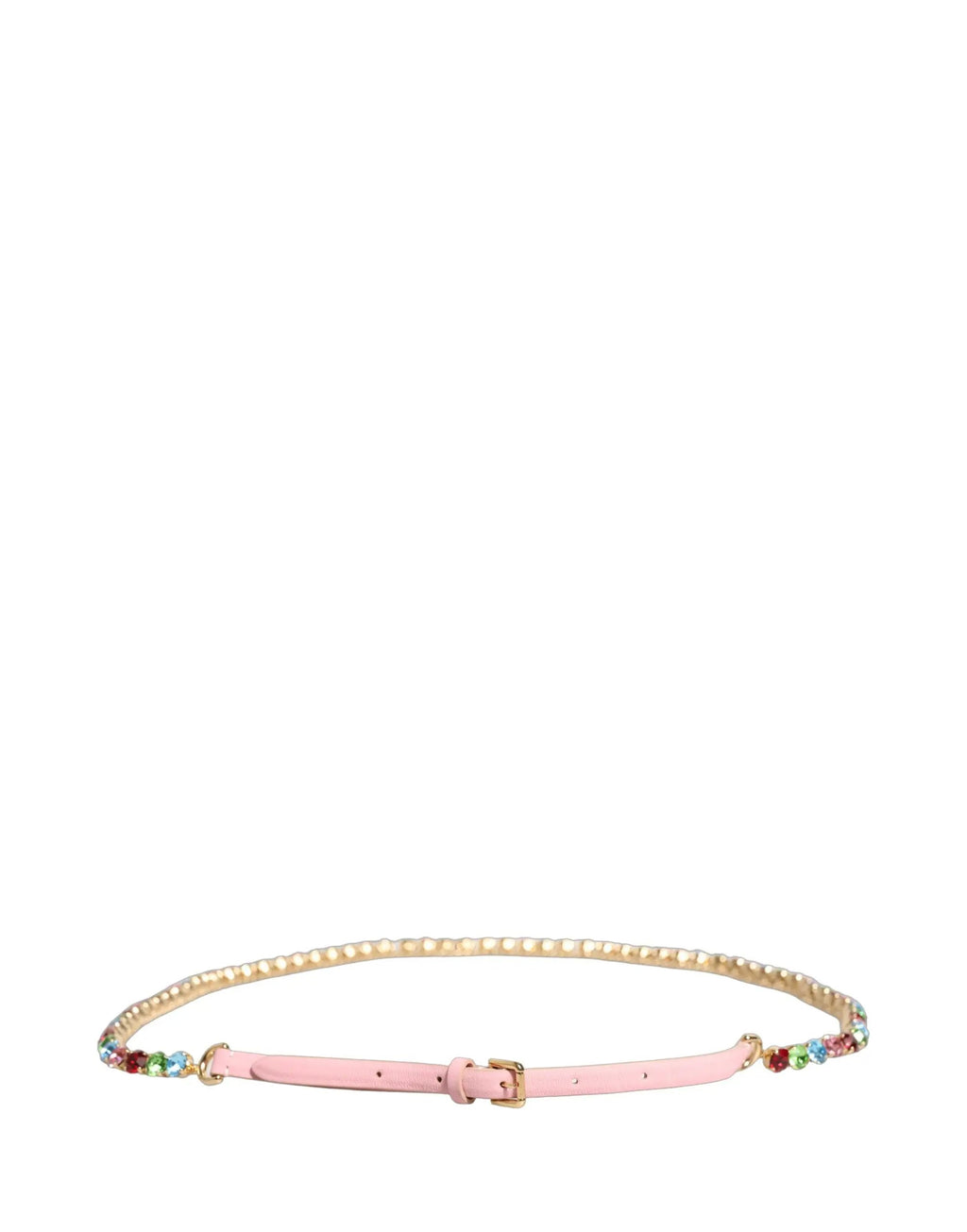 Ceinture Dolce &amp; Gabbana en cuir rose ornée d'une chaîne en cristal