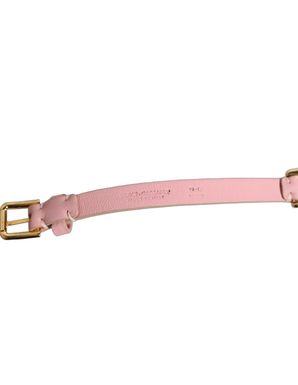 Ceinture Dolce &amp; Gabbana en cuir rose ornée d'une chaîne en cristal