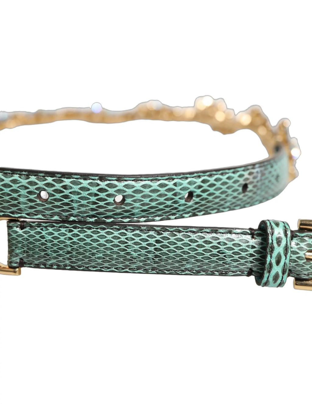 Ceinture Dolce & Gabbana en cuir vert ornée de marguerites en cristal