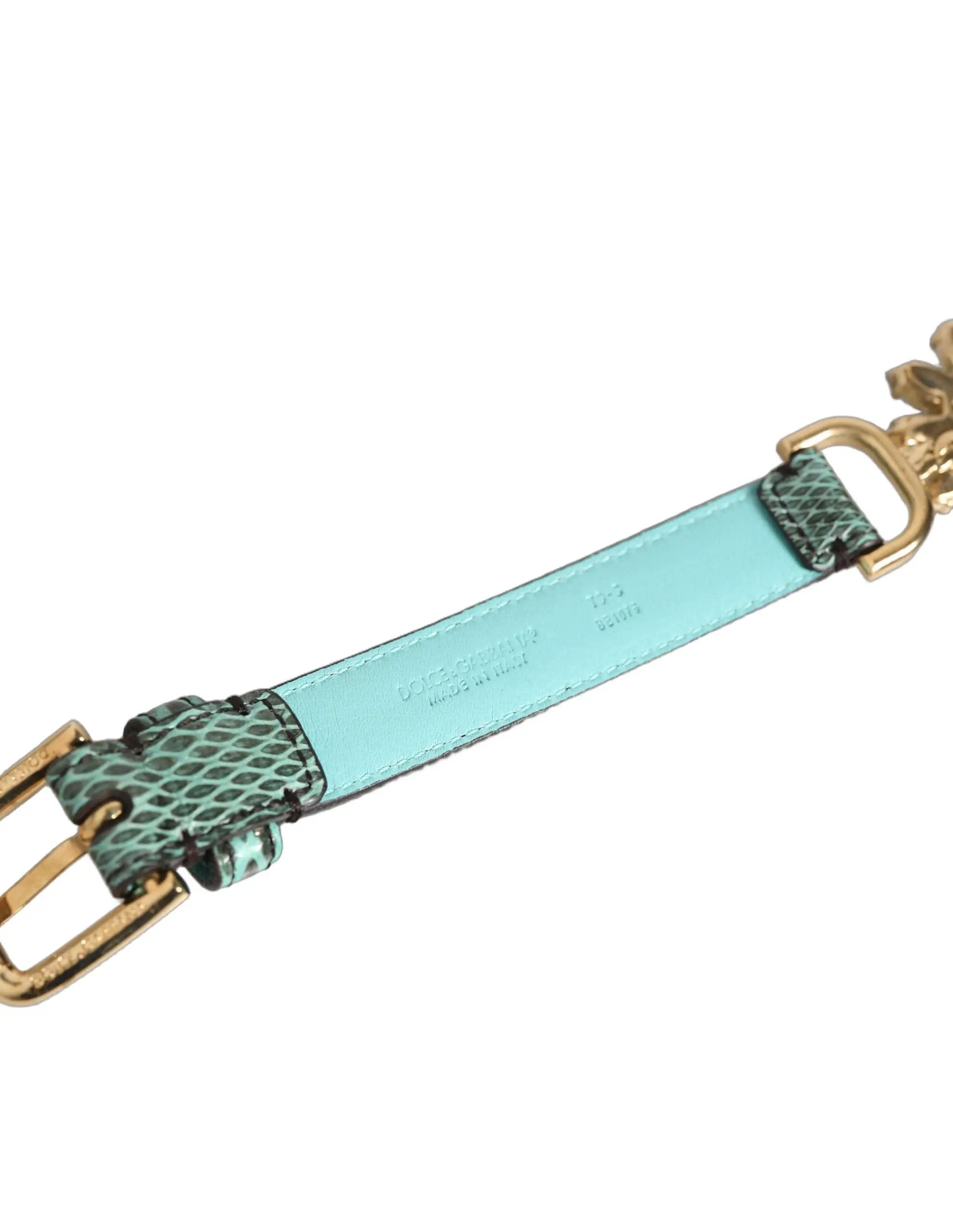 Ceinture Dolce & Gabbana en cuir vert ornée de marguerites en cristal
