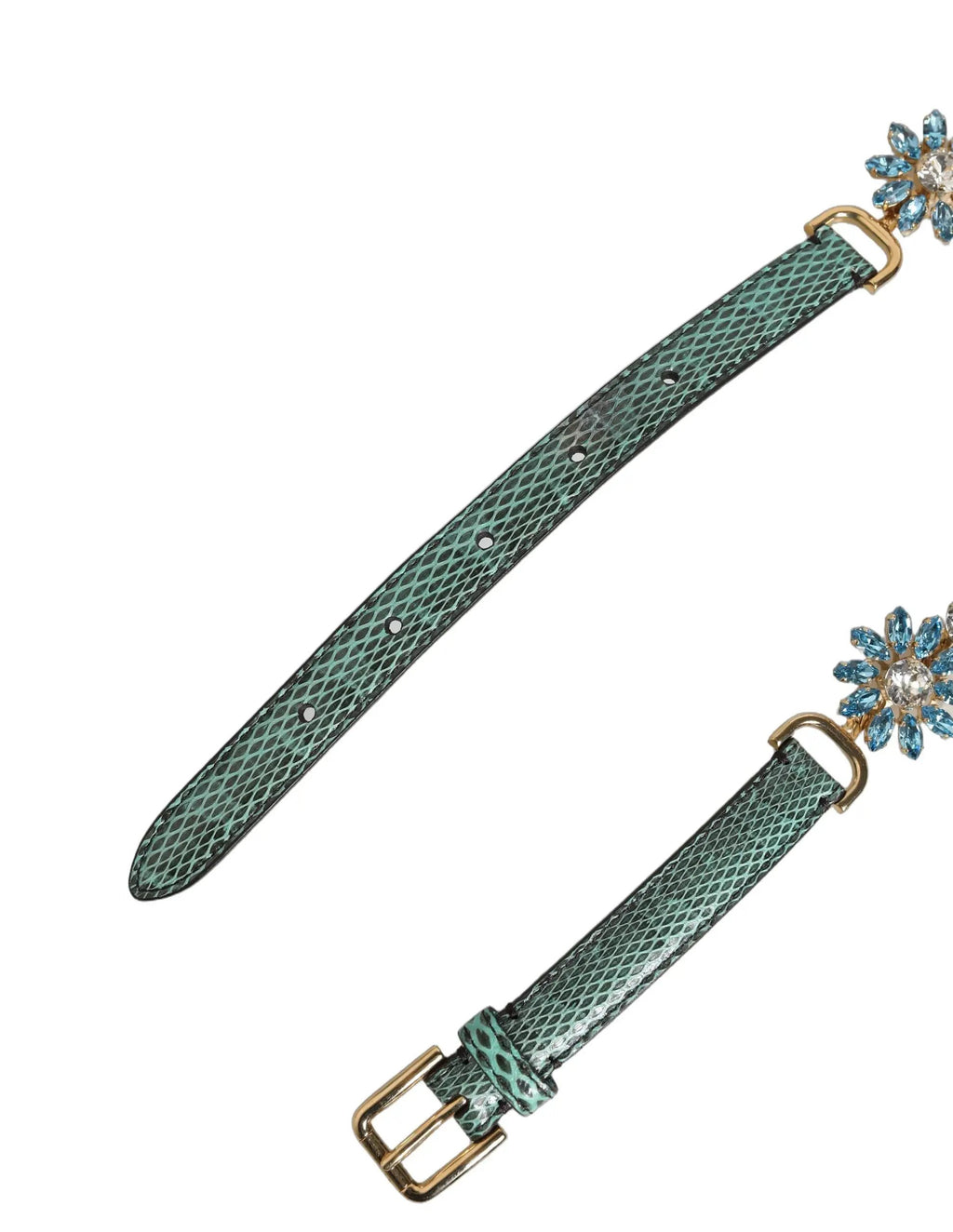 Ceinture Dolce & Gabbana en cuir vert ornée de marguerites en cristal