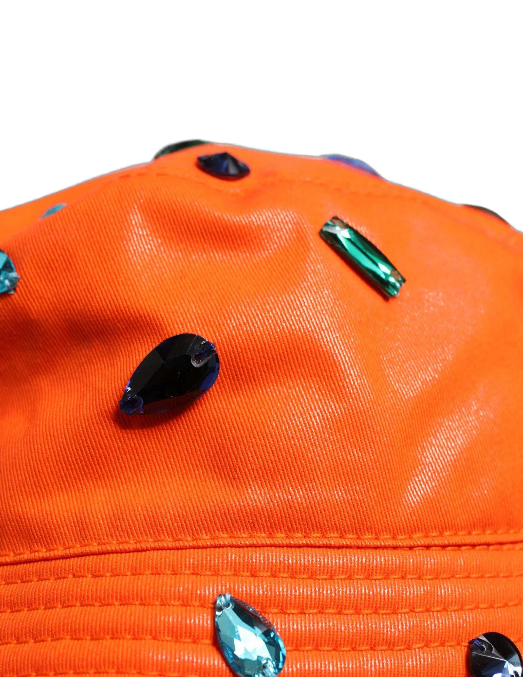 Casquette Bob Pêcheur Dolce & Gabbana Ornée de Cristaux Oranges