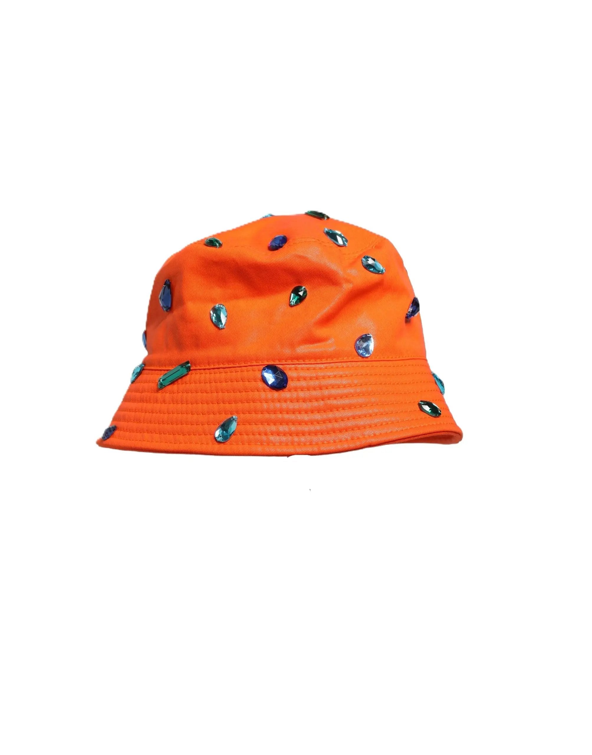 Casquette Bob Pêcheur Dolce & Gabbana Ornée de Cristaux Oranges