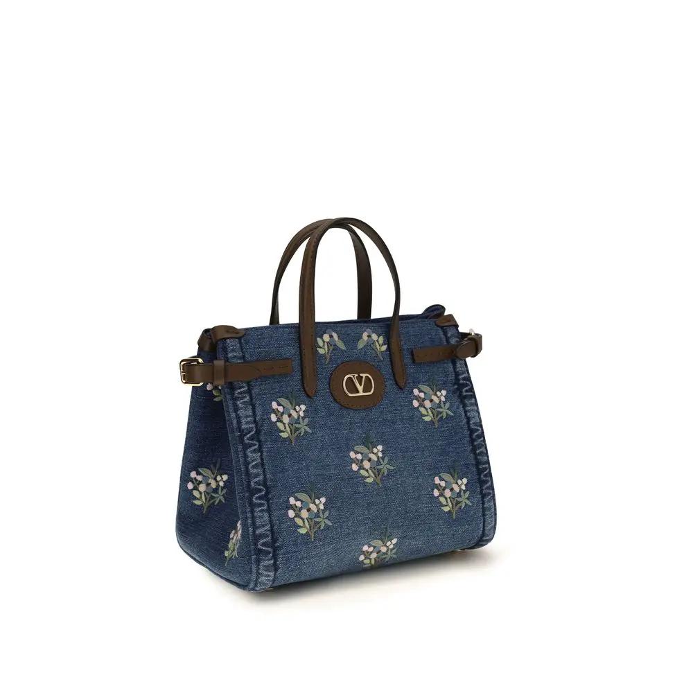 Sac à bandoulière Valentino Garavani en coton bleu