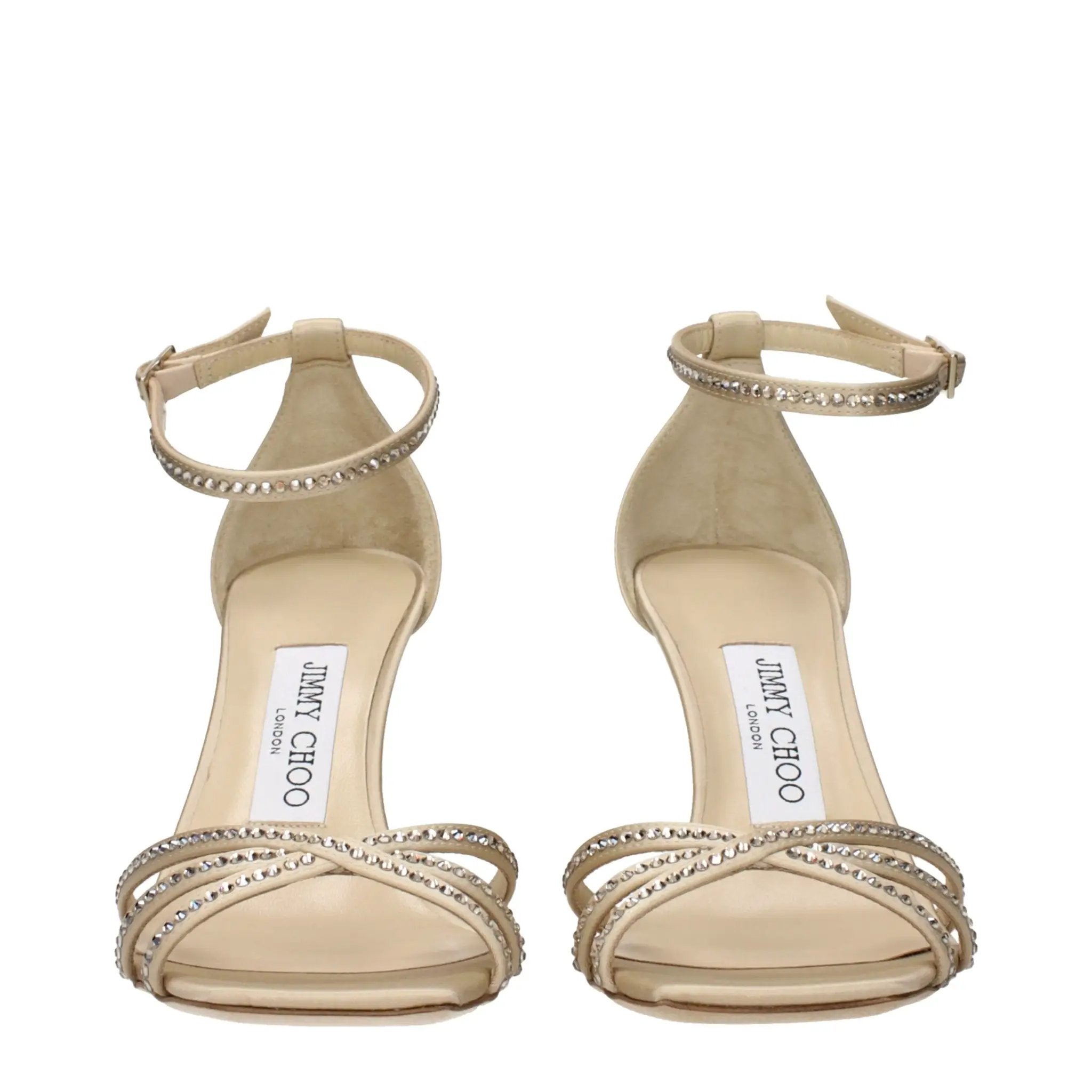 Jimmy Choo Beige Satin Stiletto Heel Sandals
