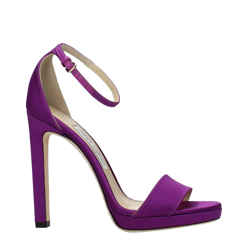 Jimmy Choo Purple Satin Platform Sandals