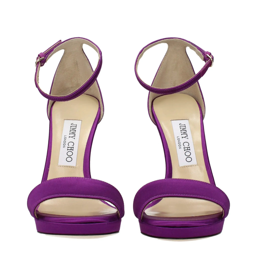 Jimmy Choo Purple Satin Platform Sandals
