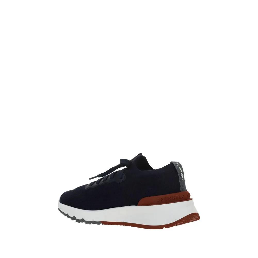 Baskets basses en coton bleu Brunello Cucinelli