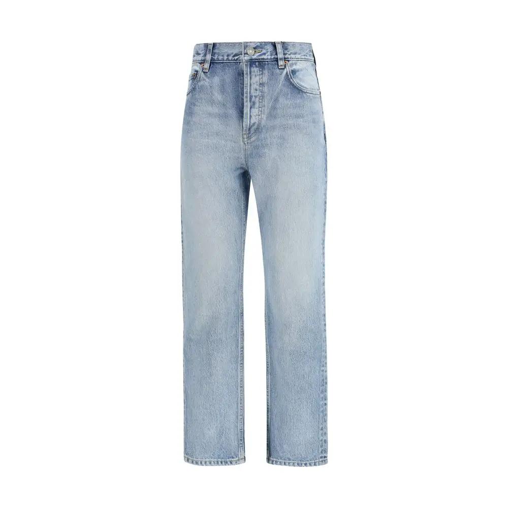 Jean raccourci en coton bleu Saint Laurent