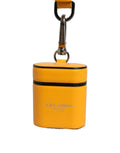 Dolce & Gabbana Case Yellow Calf Leather Logo Flip Holder Strap Airpods