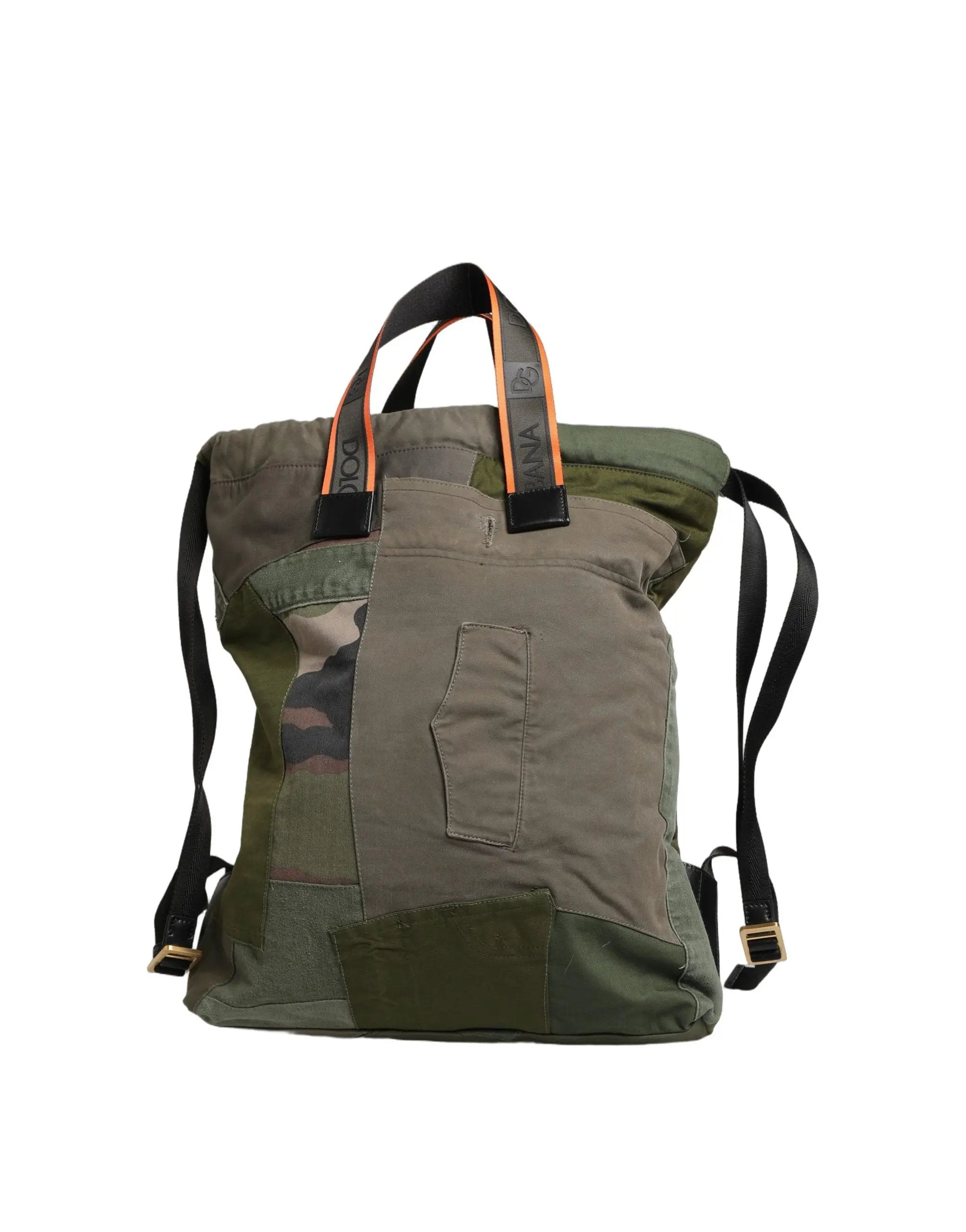 Dolce & Gabbana Military Green Patchwork Rucksack Backpack Borse Men Bag