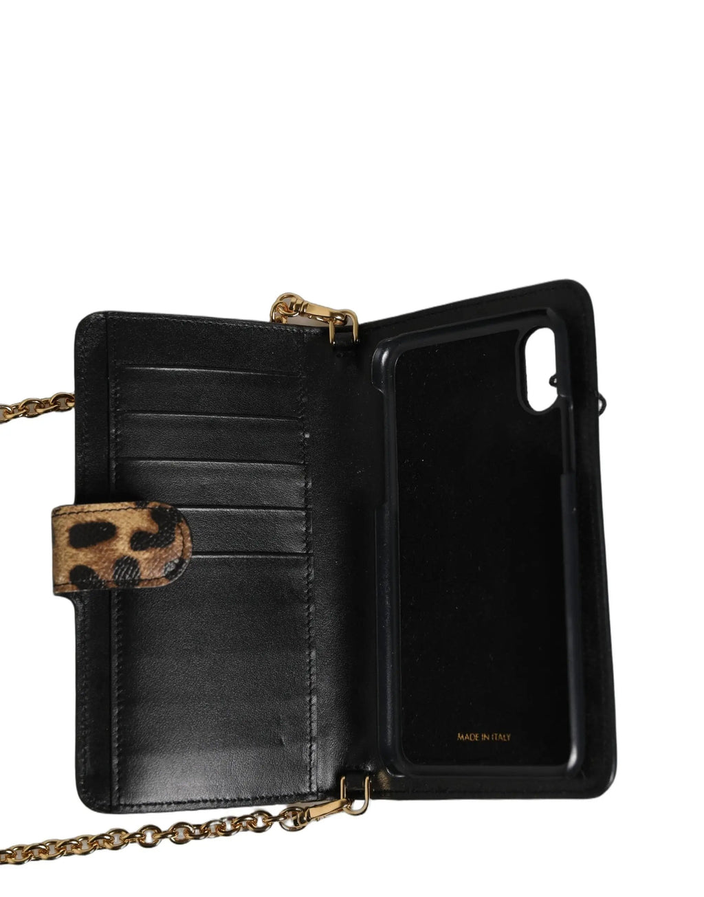 Étui à rabat Dolce & Gabbana léopard marron orné de cristaux pour iPhone X - XS