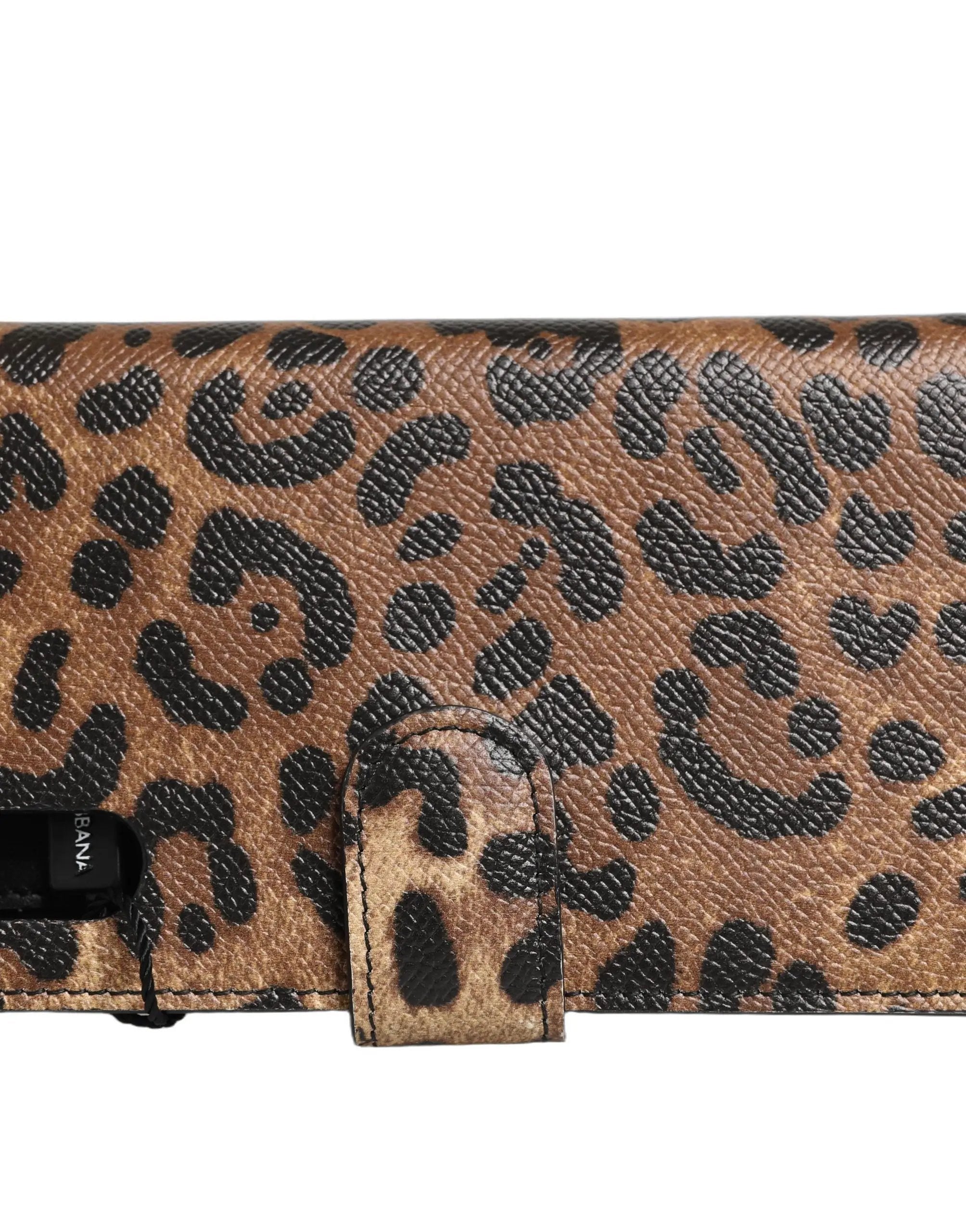 Étui à rabat Dolce & Gabbana léopard marron orné de cristaux pour iPhone X - XS