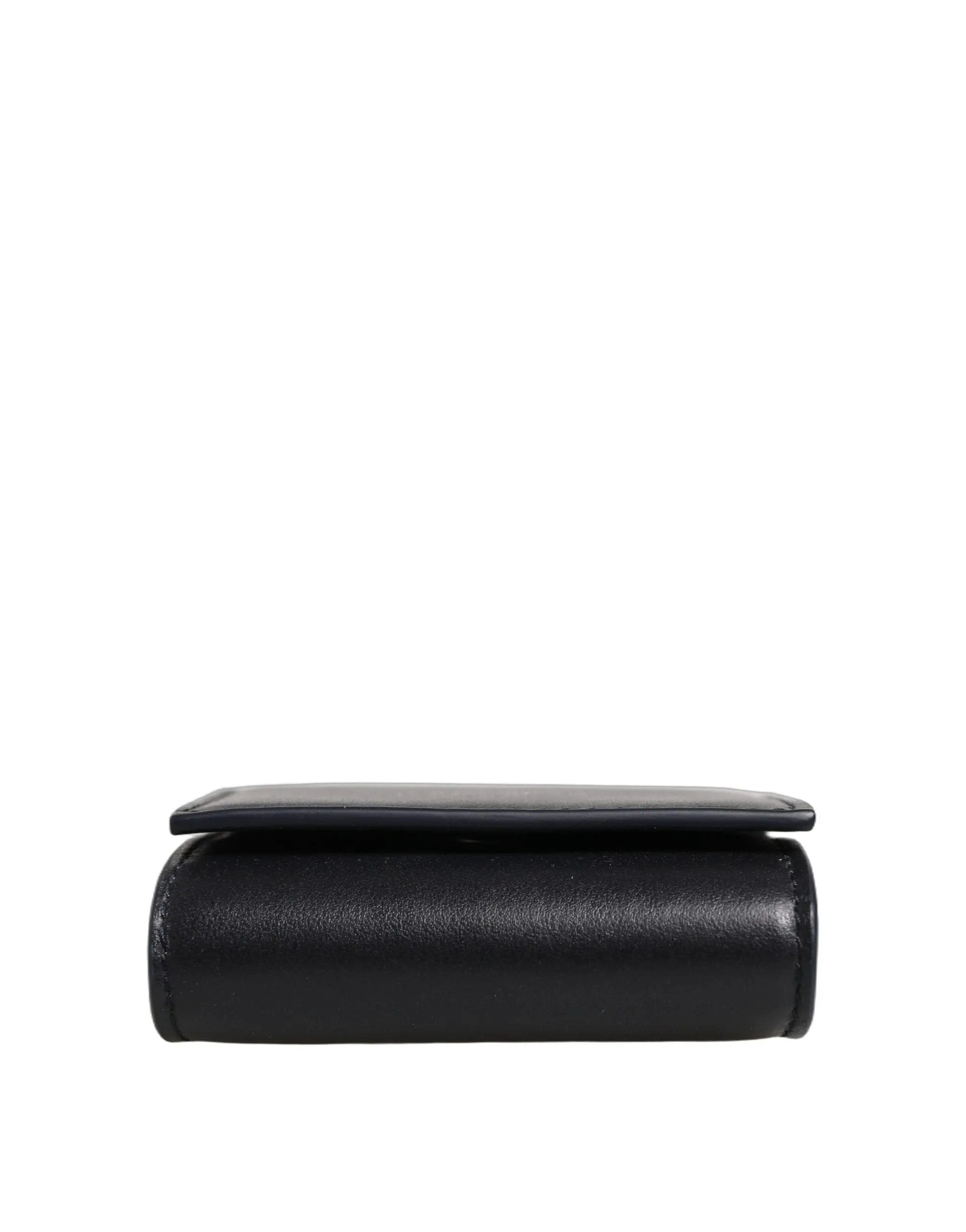 Dolce & Gabbana Black Calfskin Leather Logo Print Bifold CoinPurse Wallet