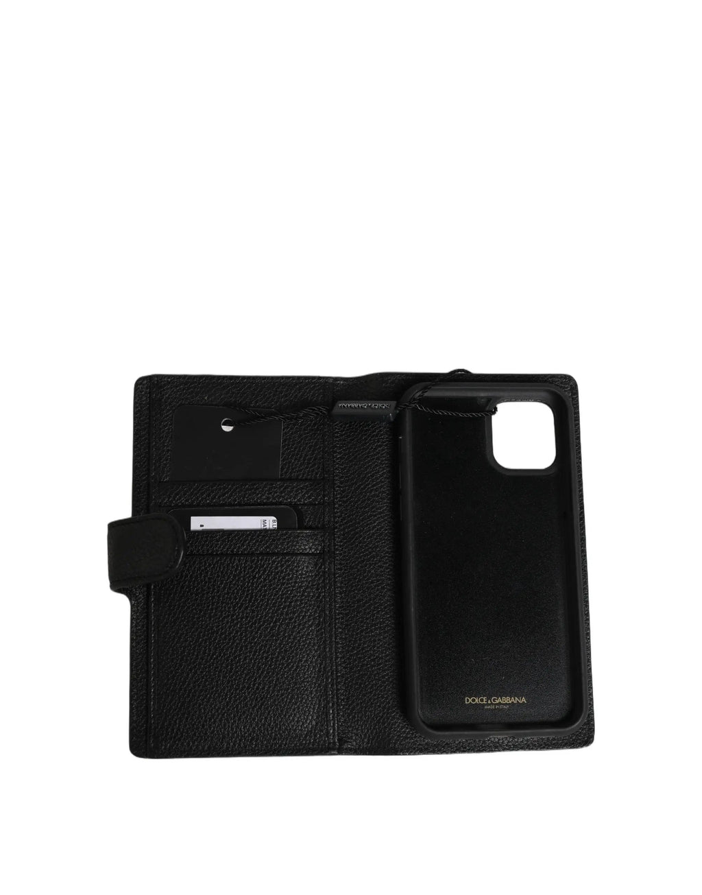 Coque à rabat Dolce & Gabbana en cuir de veau noir pour iPhone 11 Pro