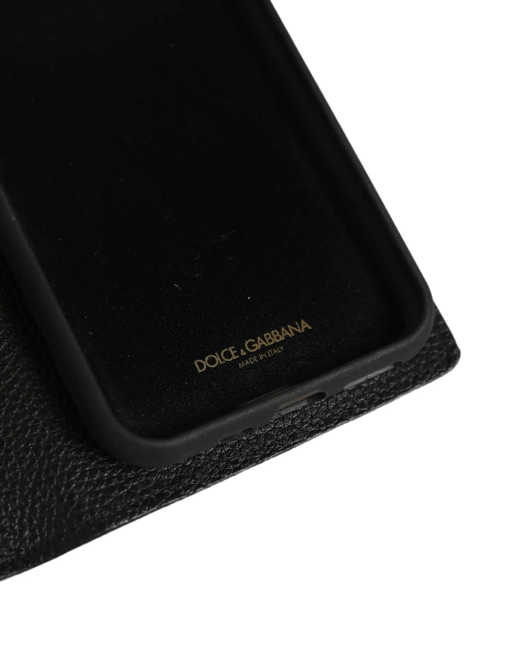Coque à rabat Dolce & Gabbana en cuir de veau noir pour iPhone 11 Pro