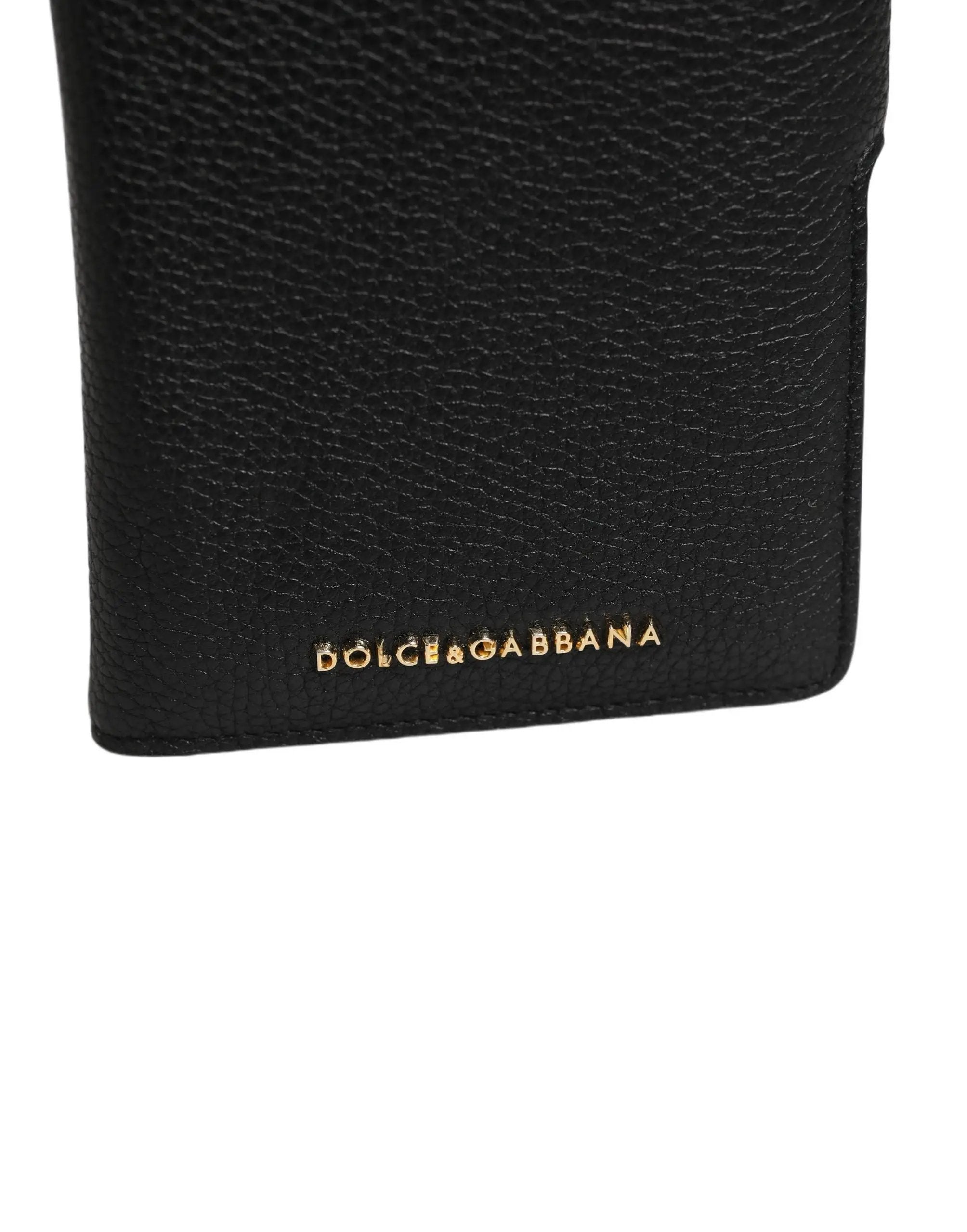 Coque à rabat Dolce & Gabbana en cuir de veau noir pour iPhone 11 Pro