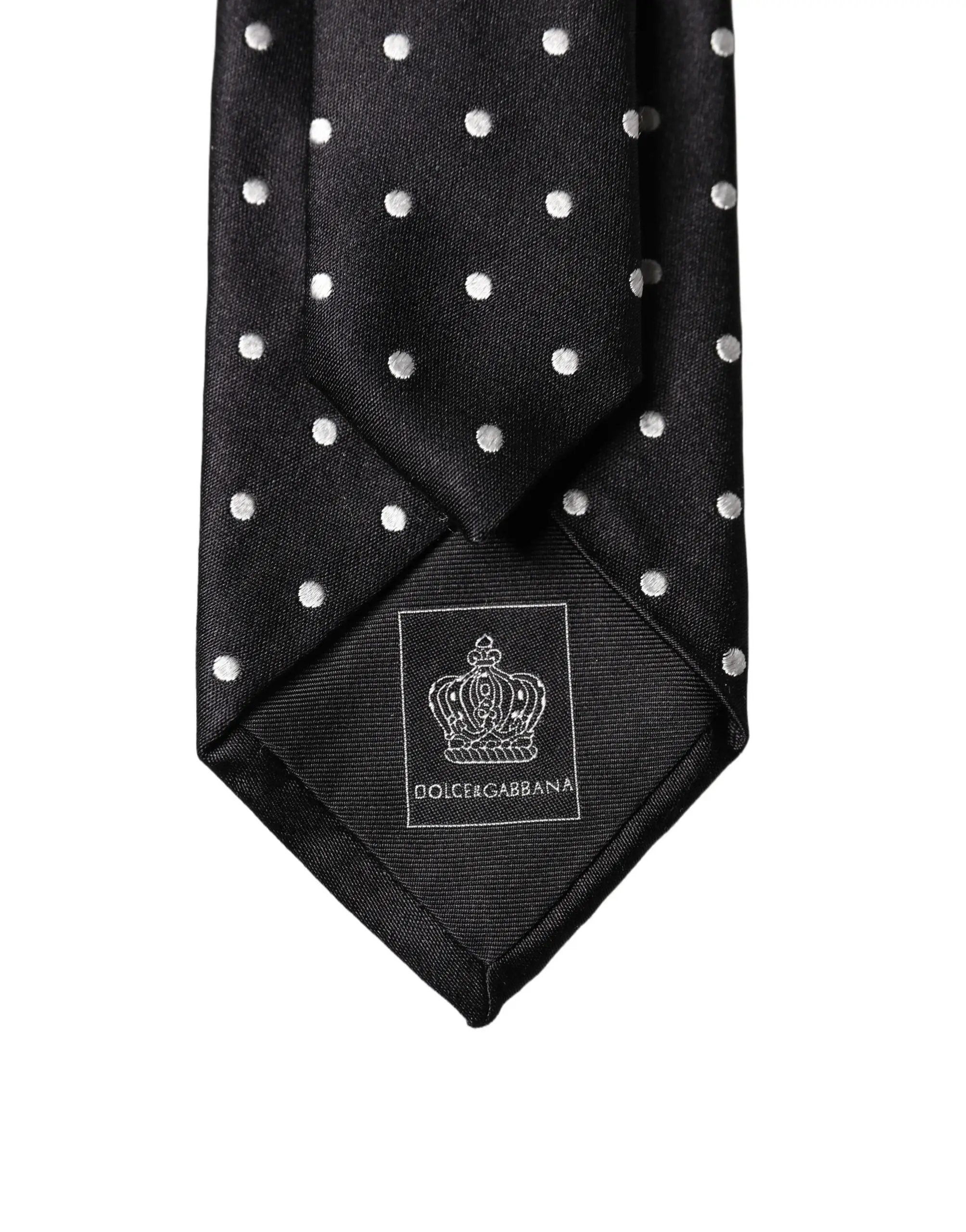 Cravate en soie à pois noirs et blancs réglable Dolce & Gabbana pour homme