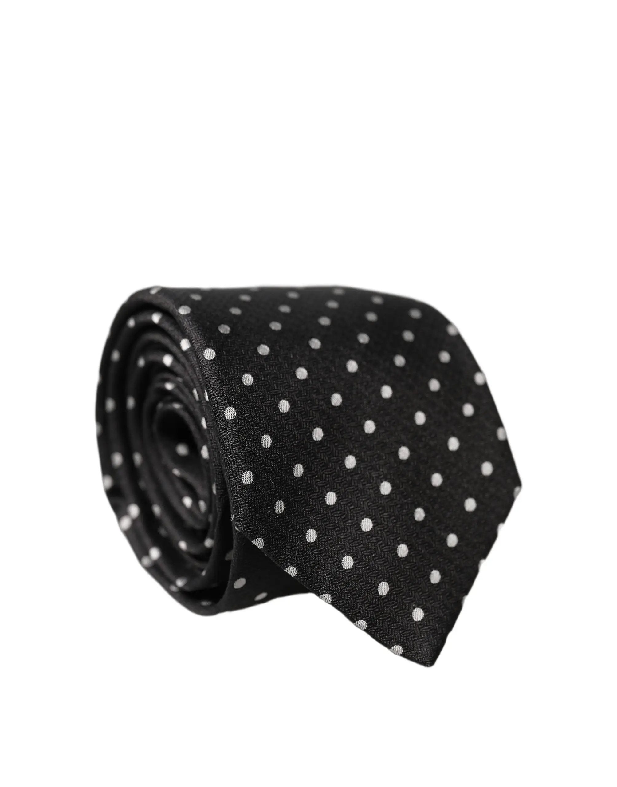 Cravate en soie à pois noirs et blancs réglable Dolce & Gabbana pour homme