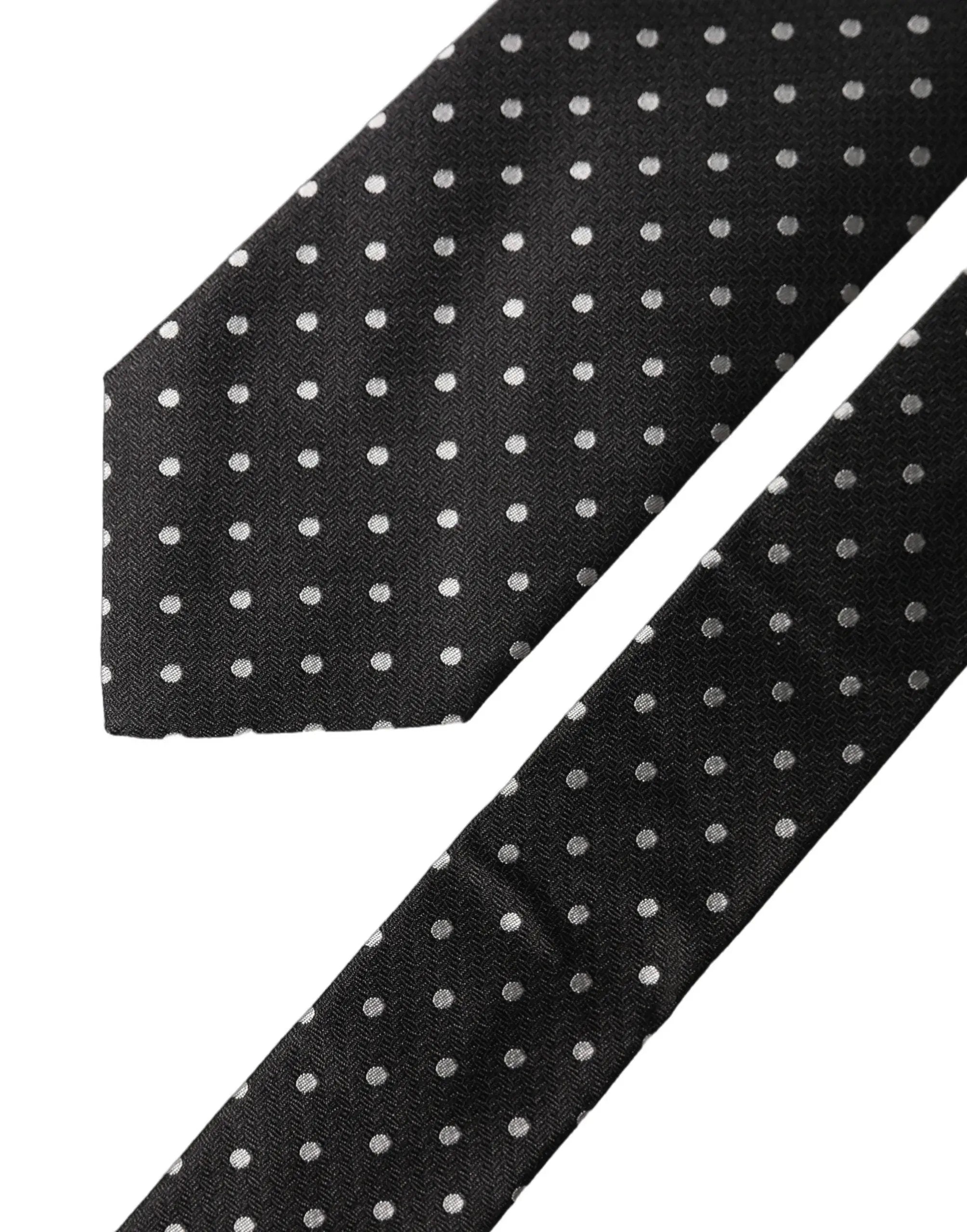 Cravate en soie à pois noirs et blancs réglable Dolce & Gabbana pour homme
