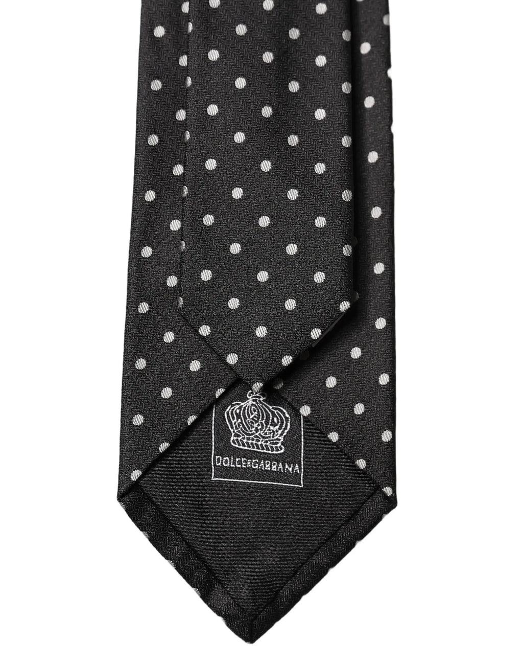 Cravate en soie à pois noirs et blancs réglable Dolce & Gabbana pour homme