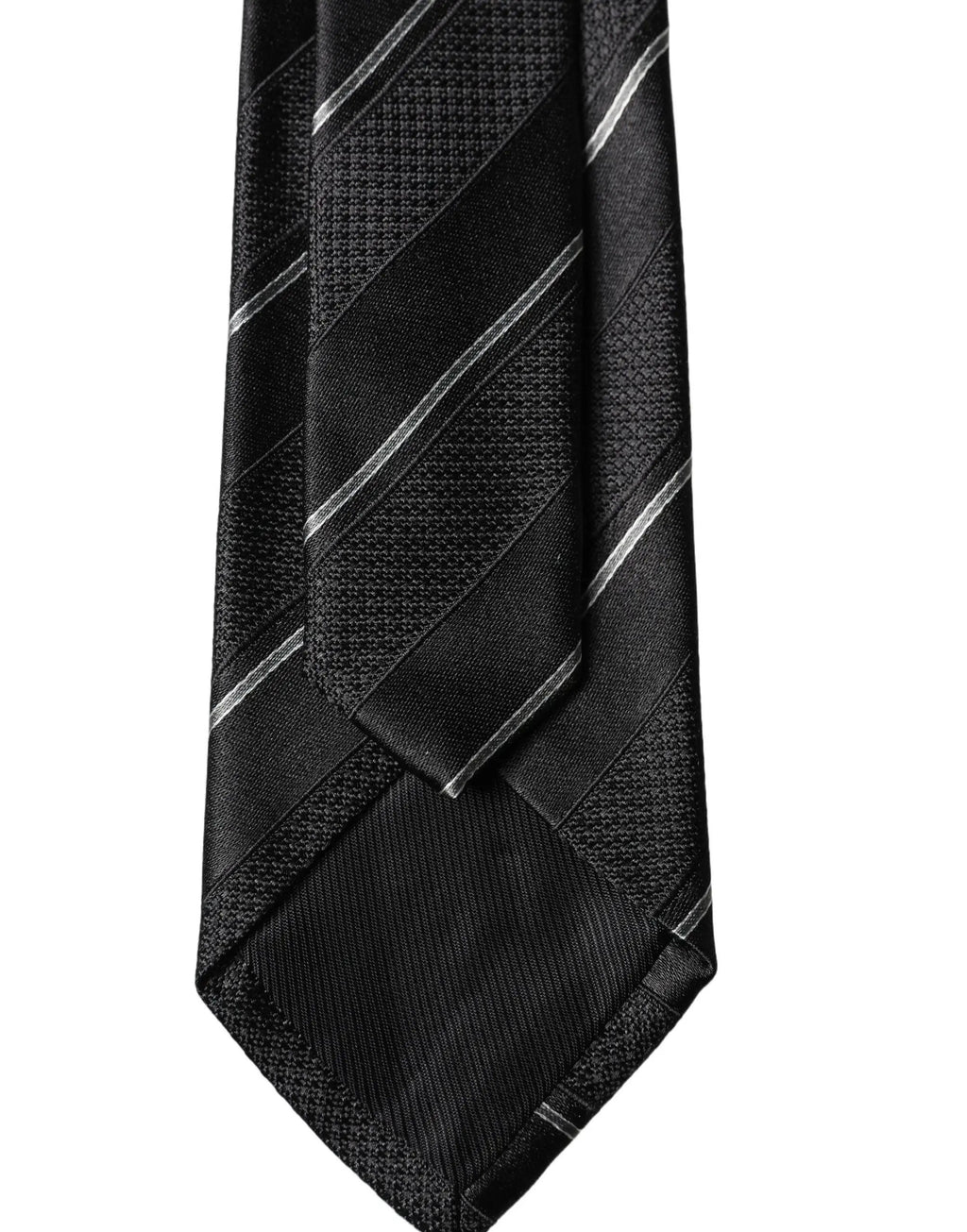 Dolce & Gabbana Black White Stripes 100% Silk Adjustable Men Necktie Tie