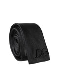Cravate en soie noire réglable avec broderie D&G Dolce & Gabbana pour homme
