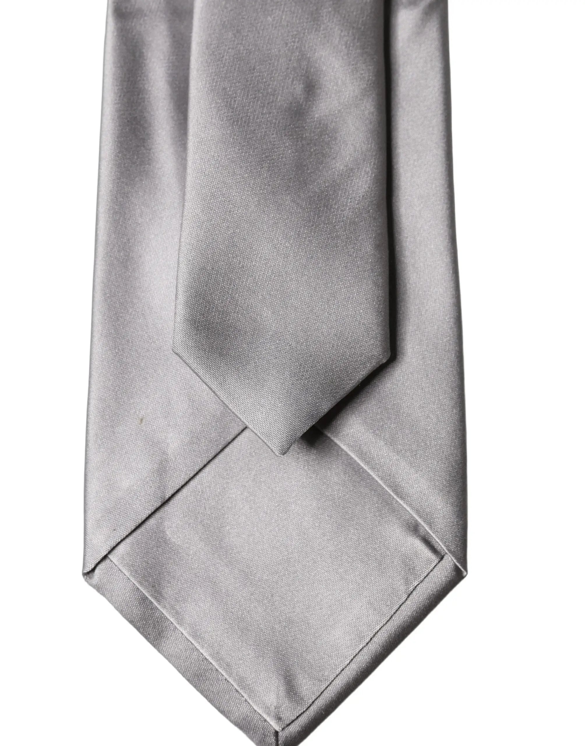 Cravate Dolce & Gabbana en satin gris 100 % soie réglable à nouer pour homme