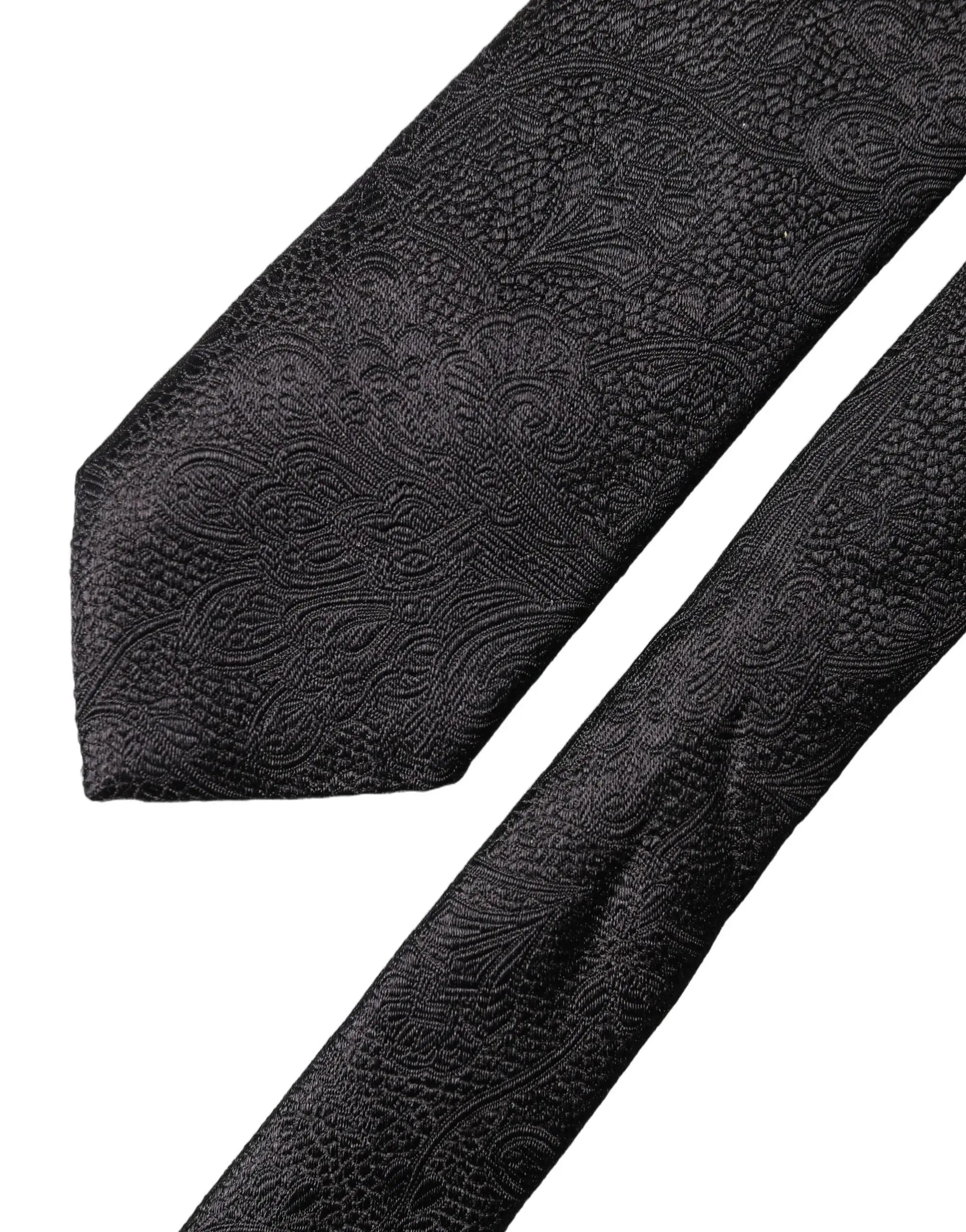 Cravate en soie brodée florale noire réglable Dolce & Gabbana pour homme