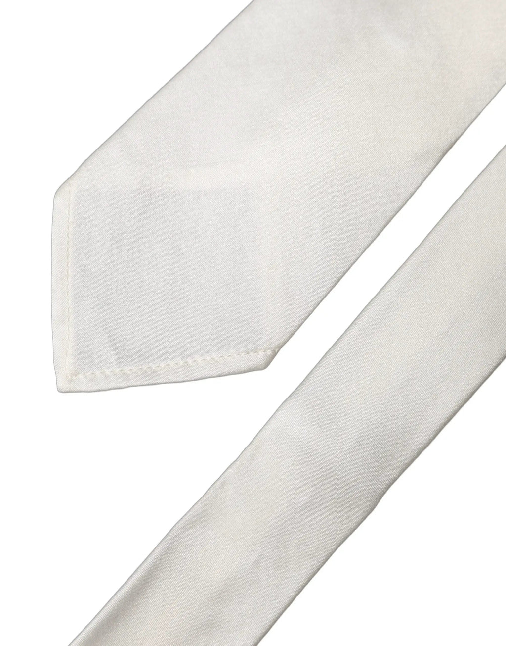 Dolce & Gabbana White Solid Silk Blend Adjustable Men Tied Necktie Tie