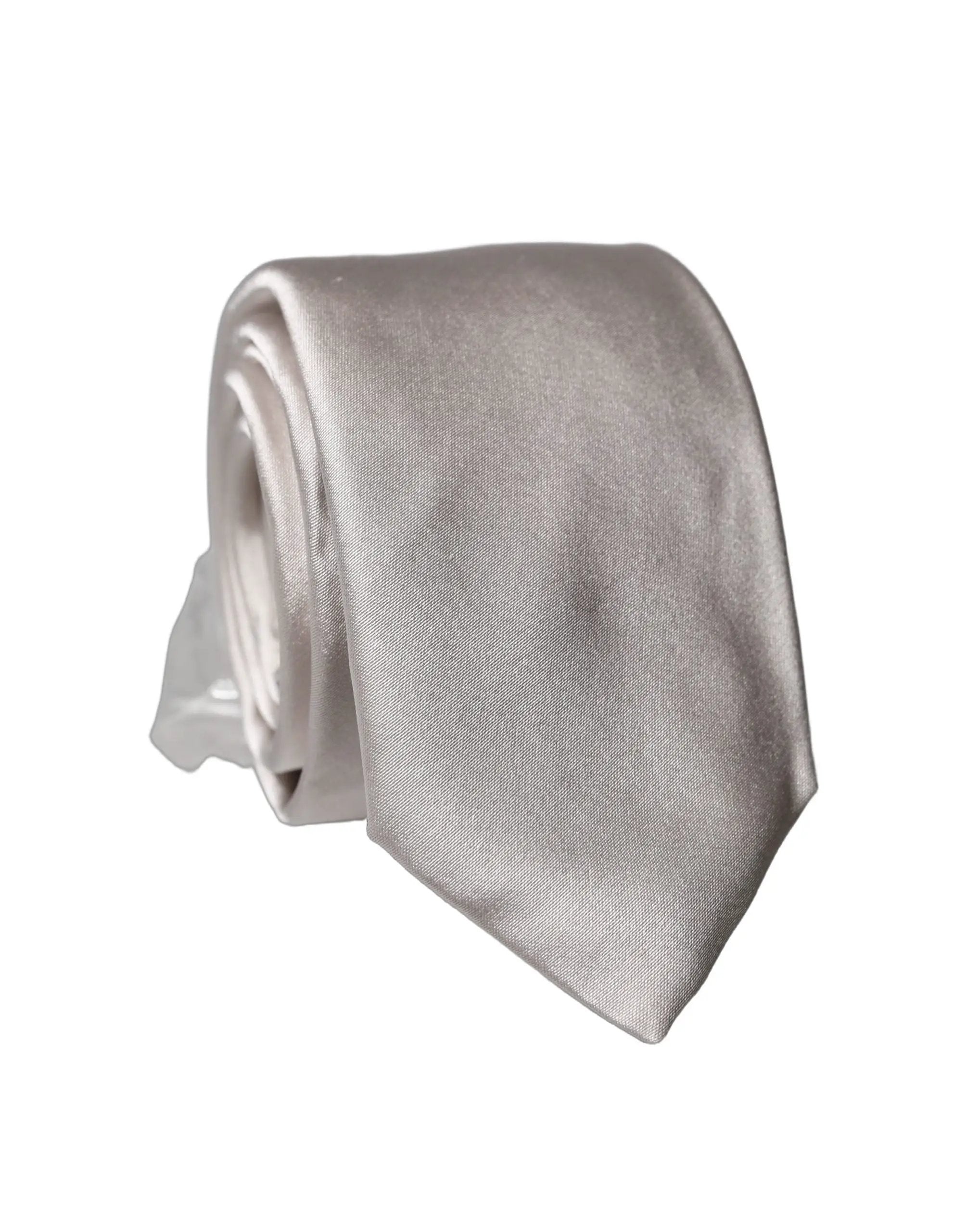 Cravate large réglable en satin de soie gris clair Dolce & Gabbana pour homme