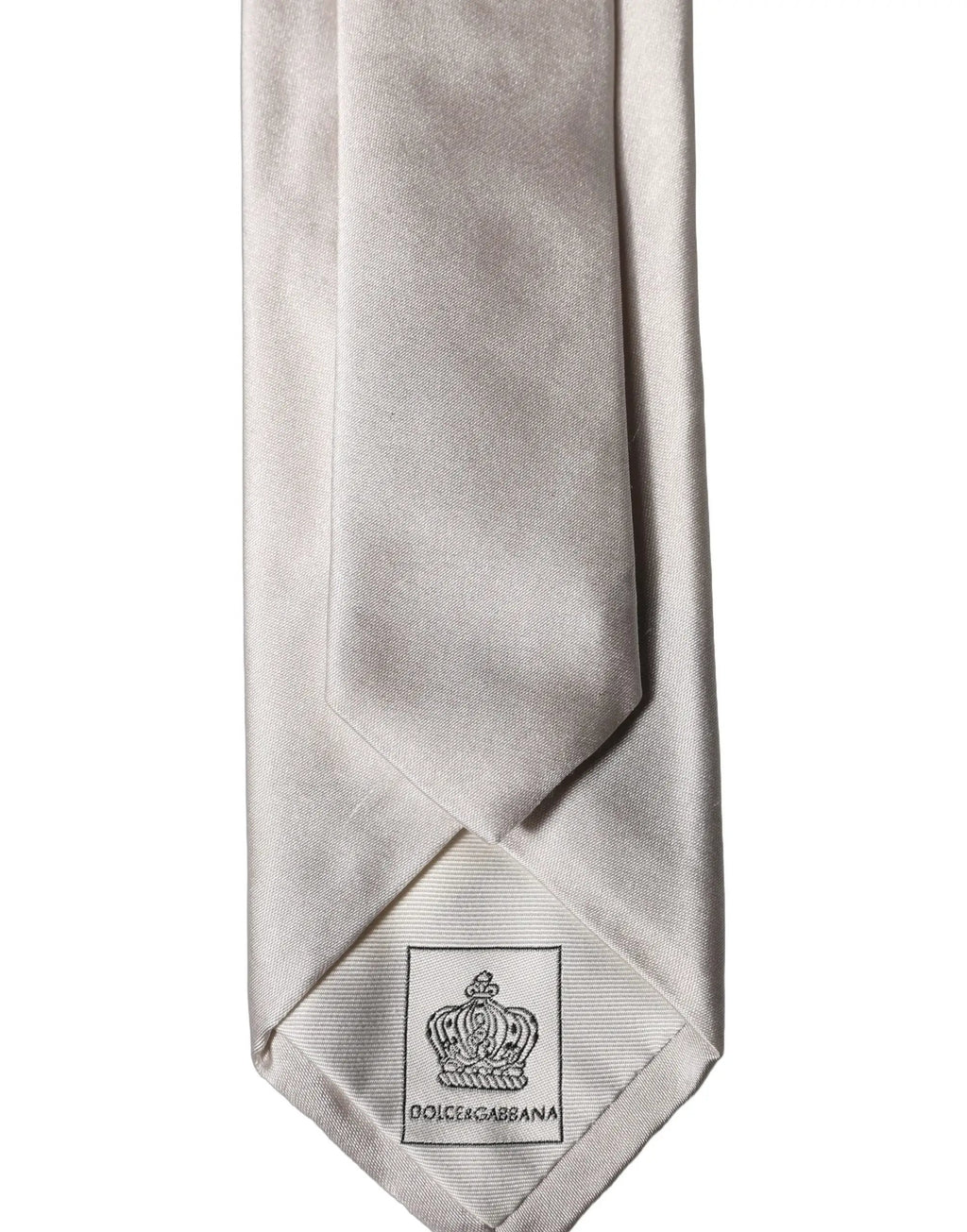Cravate large réglable en satin de soie gris clair Dolce & Gabbana pour homme