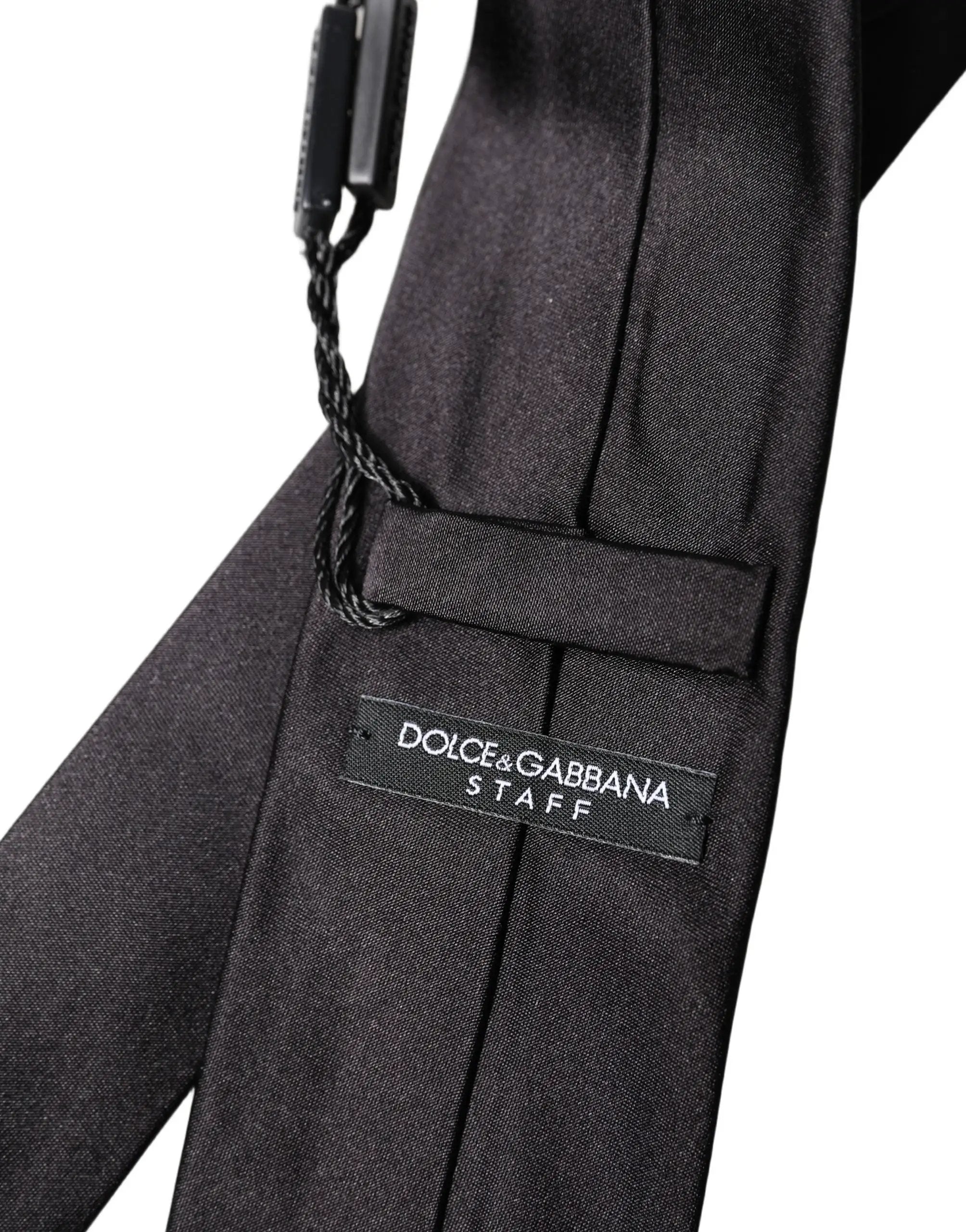 Cravate à nouer ajustable noire unie 100 % soie Dolce & Gabbana pour homme