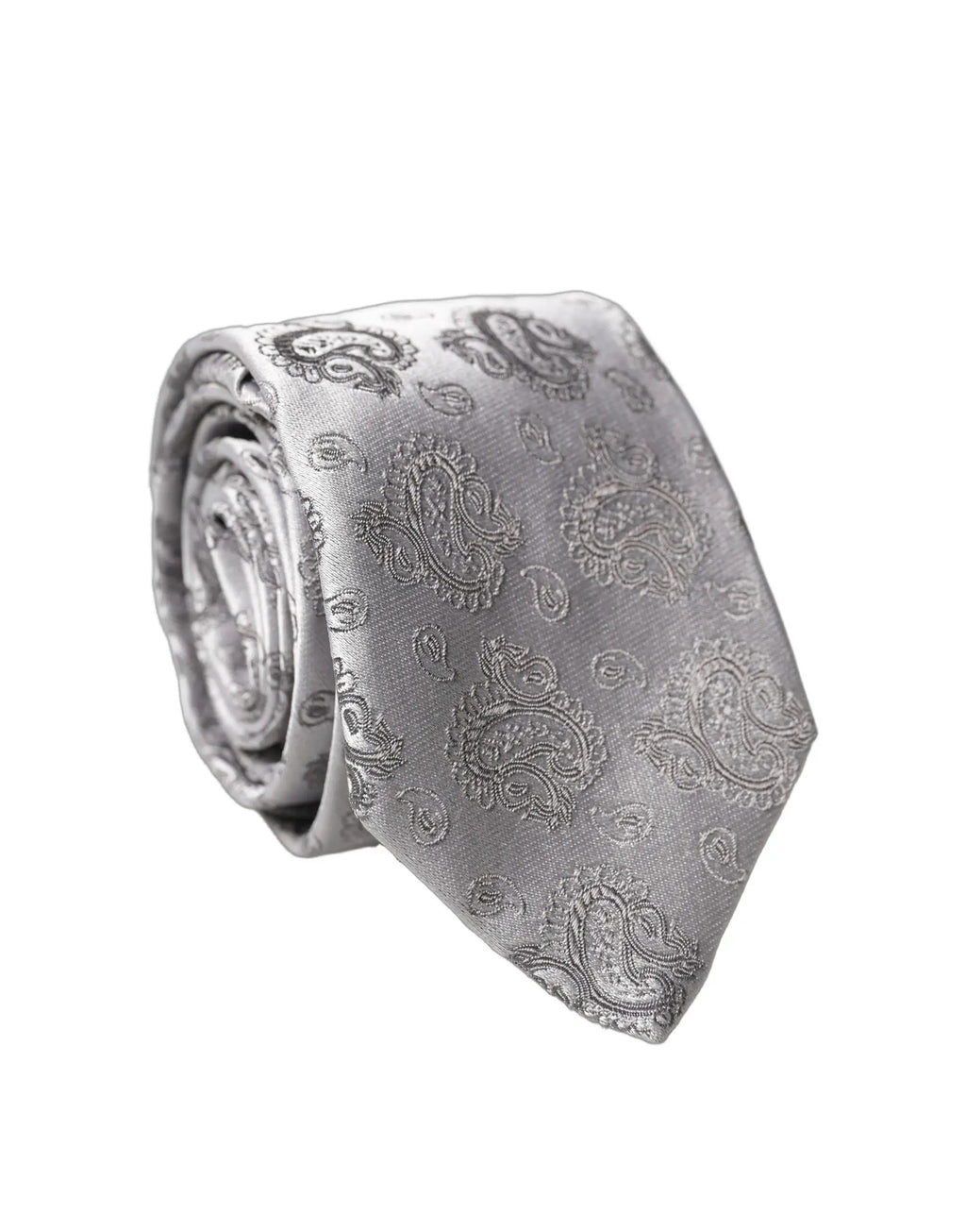 Dolce & Gabbana Silver Gray Paisley Silk Adjustable Men Tied Necktie Tie