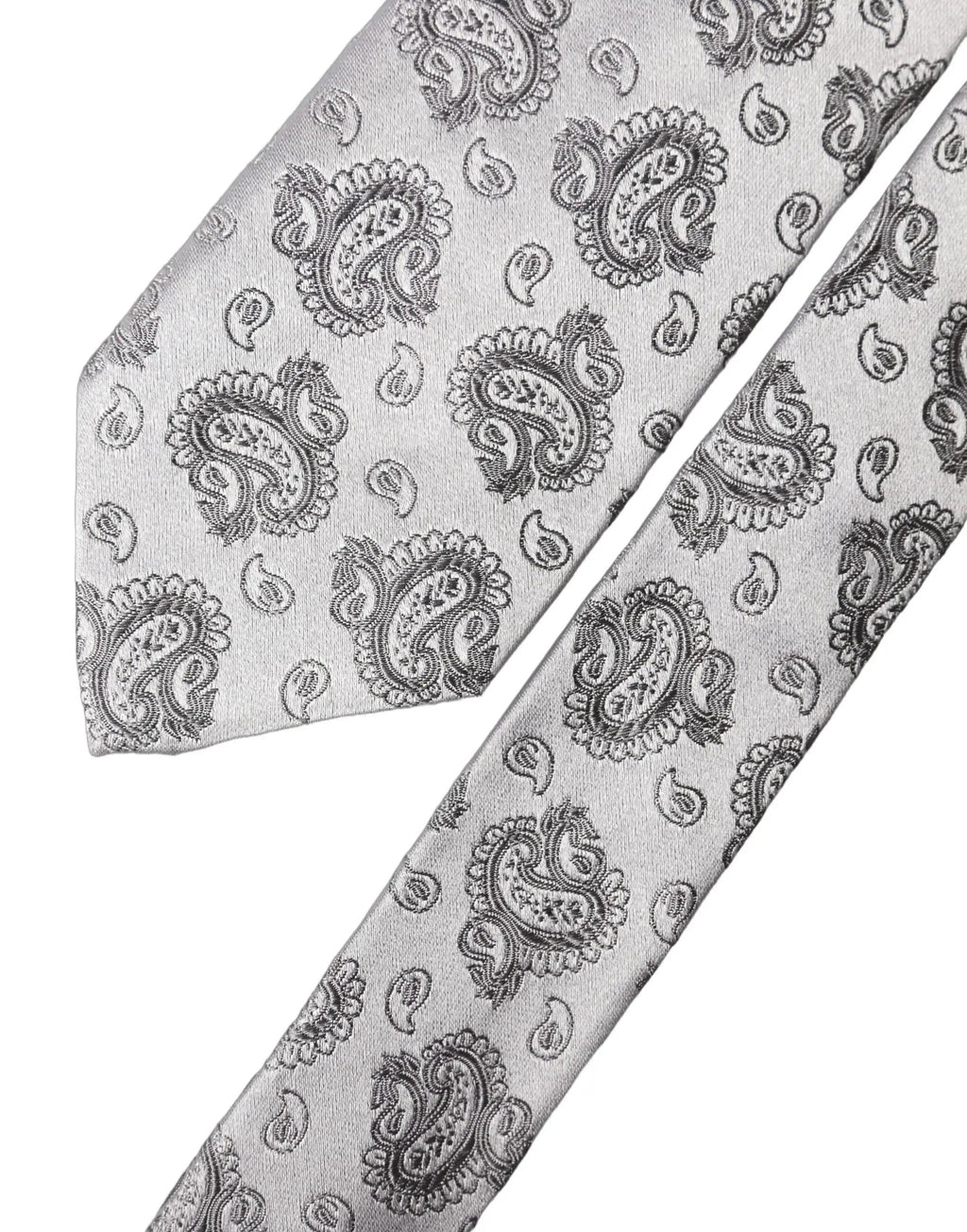 Dolce & Gabbana Silver Gray Paisley Silk Adjustable Men Tied Necktie Tie