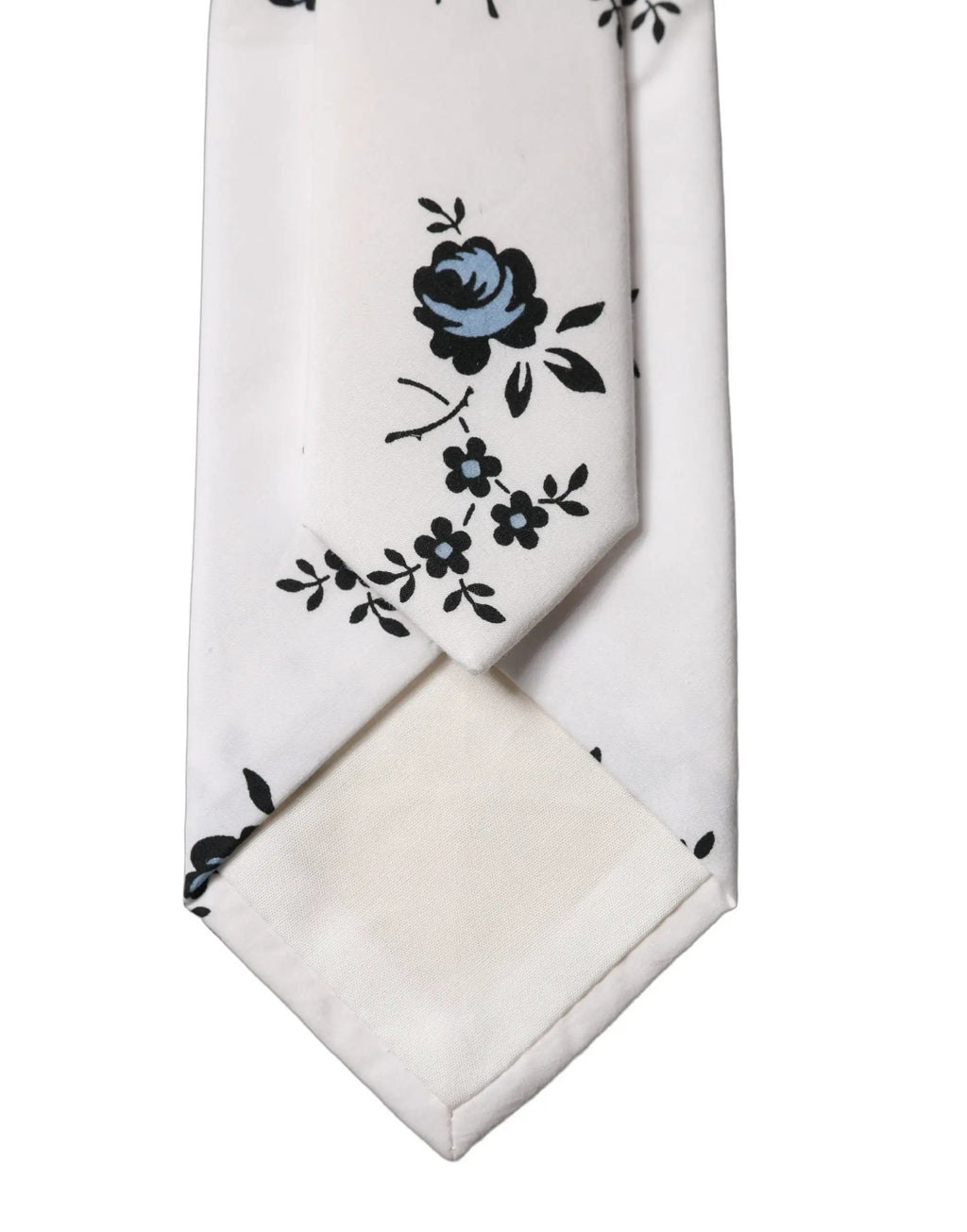 Dolce & Gabbana White Floral Fantasy Cotton Adjustable Men Necktie Tie
