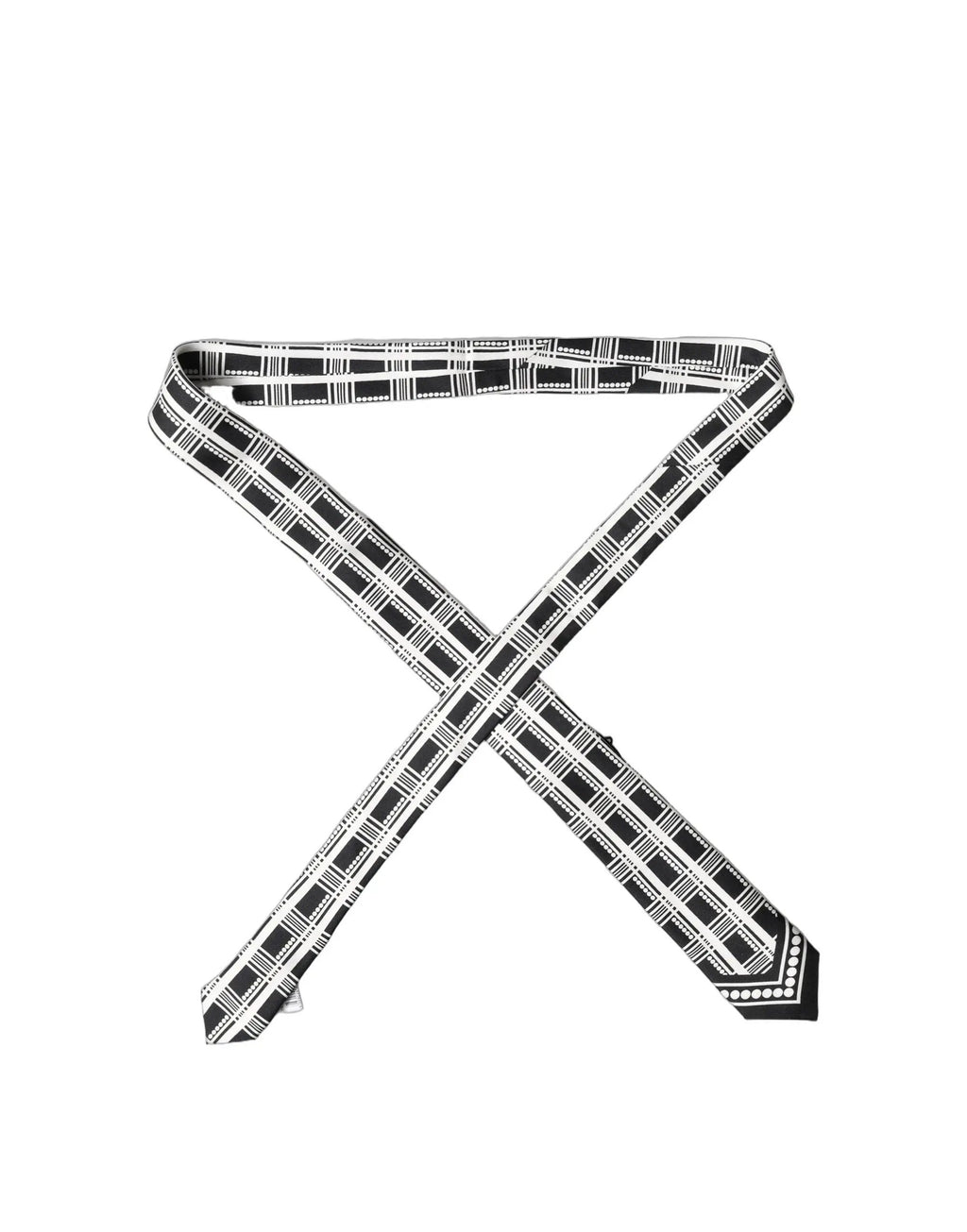 Cravate en soie à motif abstrait noir et blanc réglable Dolce & Gabbana pour homme
