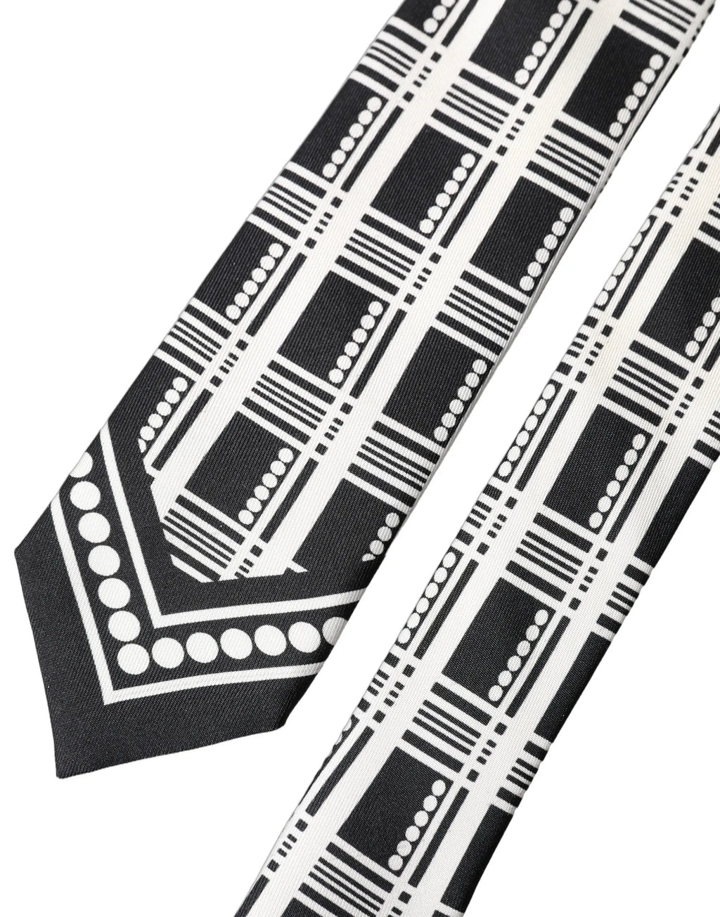 Cravate en soie à motif abstrait noir et blanc réglable Dolce & Gabbana pour homme