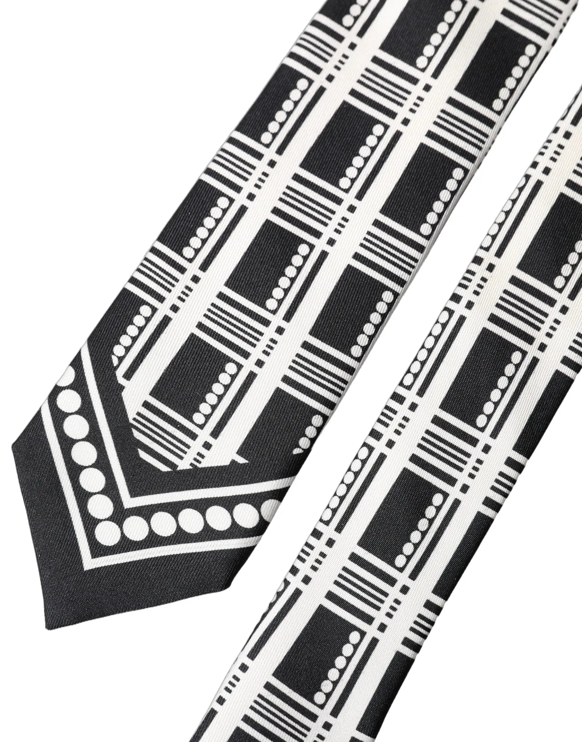 Cravate en soie à motif abstrait noir et blanc réglable Dolce & Gabbana pour homme